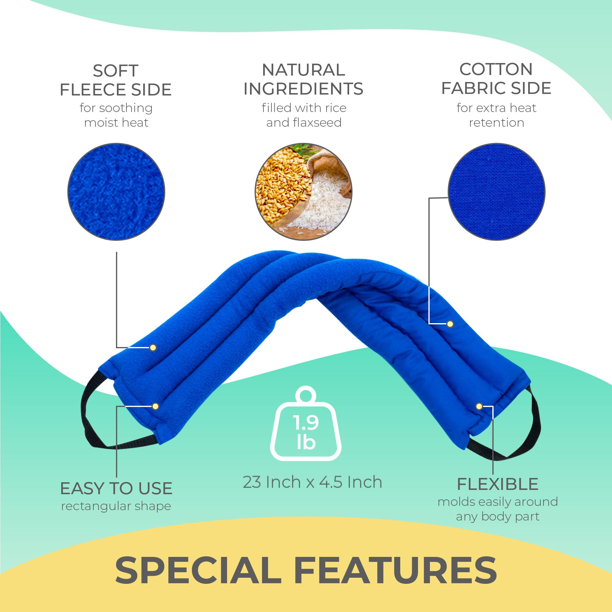 Microwavable Heating Pads for Back Pain Relief - Moist Heat Therapy for Neck, Shoulder & Muscle Pain - Reusable Hot Pack for Joint Stiffness & Cramps - 3-Pack Blue Microwaveable Heat Pads - Perfect for Home, Office & Travel Use