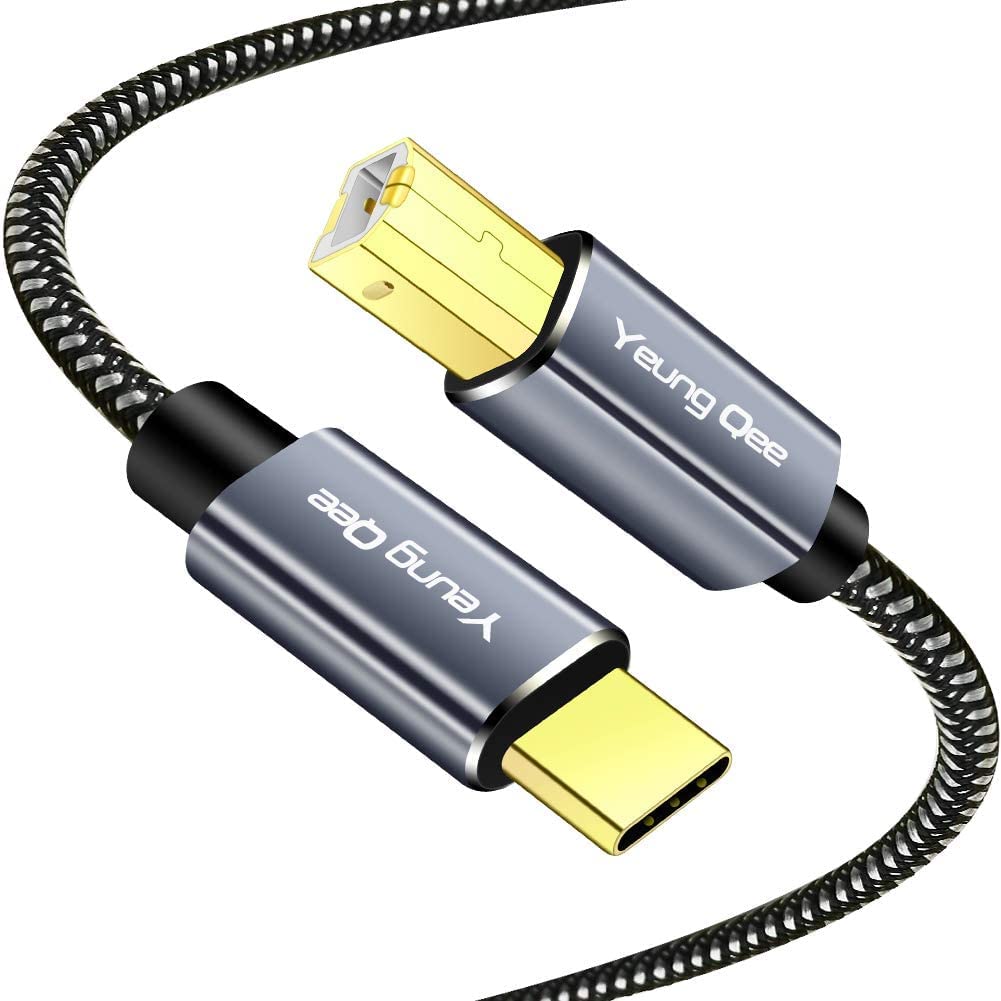 Yeung Qee 8M USB C to USB B Printer Cable - High-Speed Braided USB Type C to USB 2.0 Type B Cable for Brother, HP, Lexmark, Dell, Fax, Samsung Printers & Scanners - Perfect for Office, Home & Professional Printing Setup (8m)