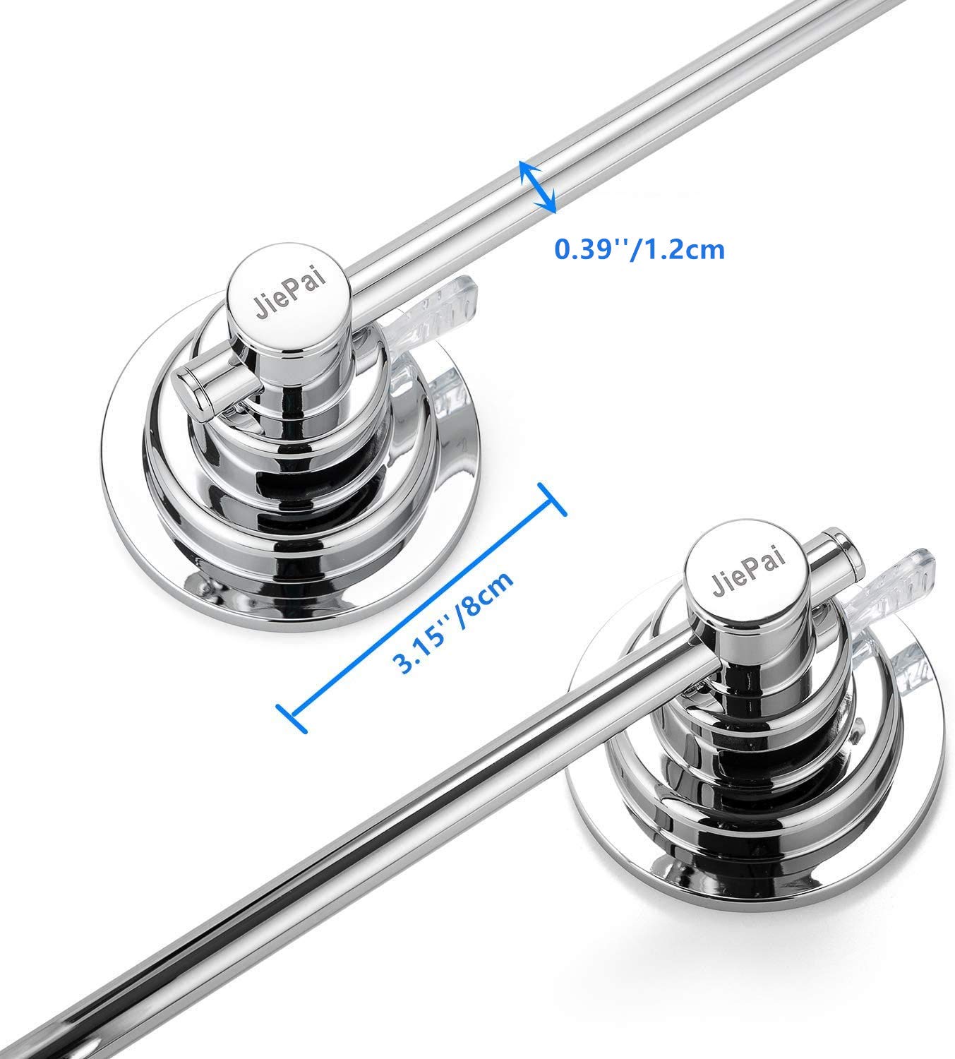 JiePai 16 Inch Removable Vacuum Suction Towel Bar Holder - Strong Bathroom & Kitchen Suction Cup Towel Rack for Showers, Sinks, Tiles - Perfect for Small Spaces & RVs