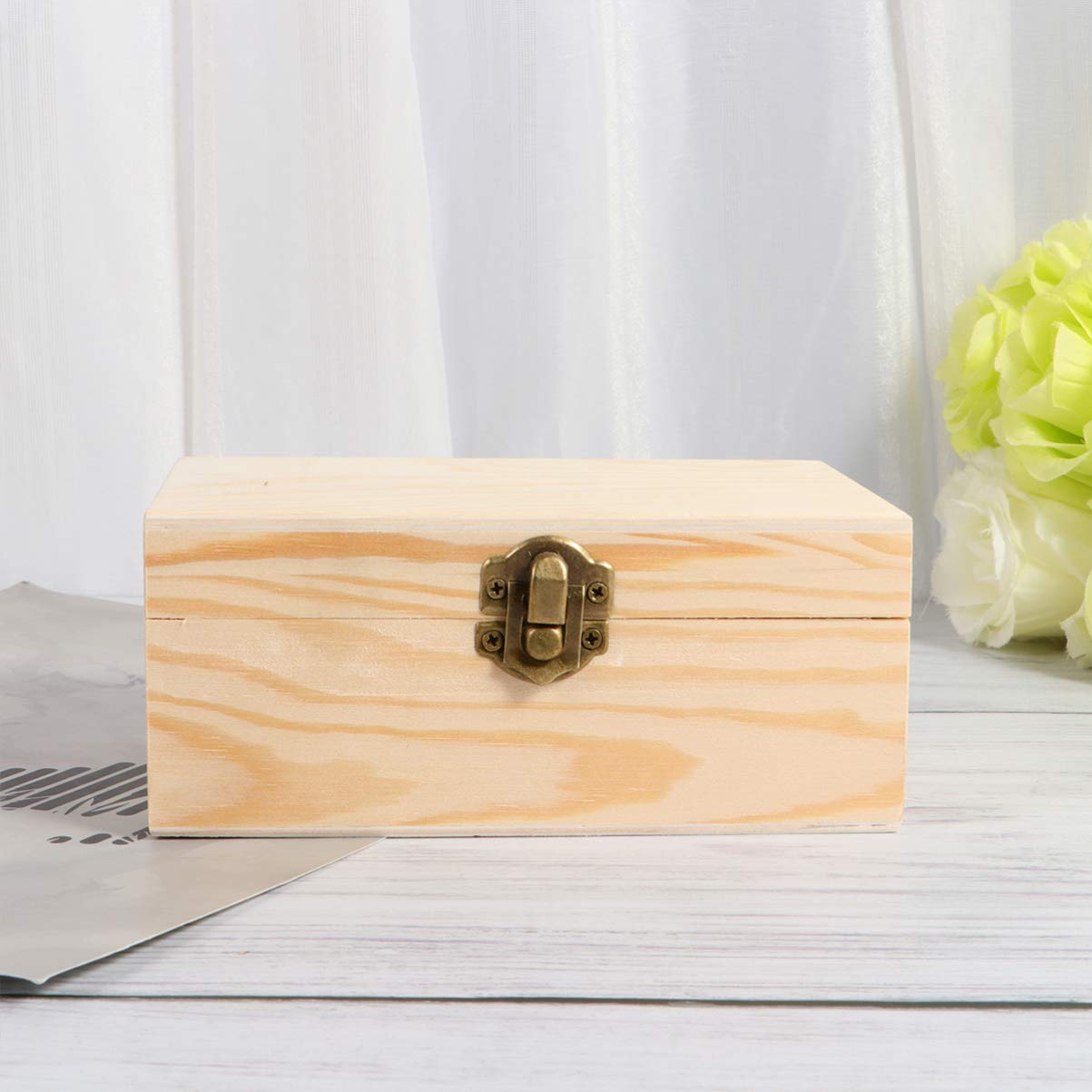 EXCEART Wooden Jewelry Box Organizer - Small Jewelry Storage Container with Hinged Lid for Rings, Earrings & Accessories | Perfect for Kids, Travel & Home Decor