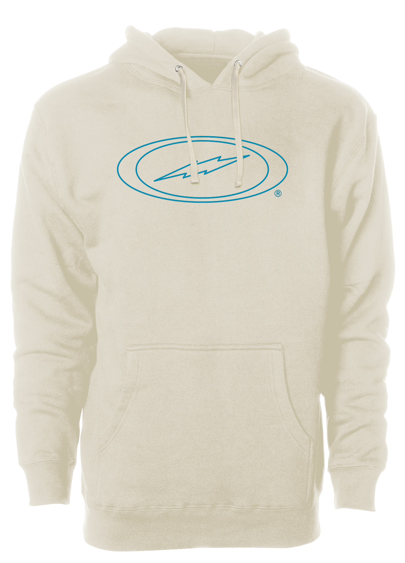 Storm Oval Bolt Logo Hoodie - Electric Blue Outline | Men's Graphic Pullover Sweatshirt | Streetwear Fashion for Casual Wear & Outdoor Activities