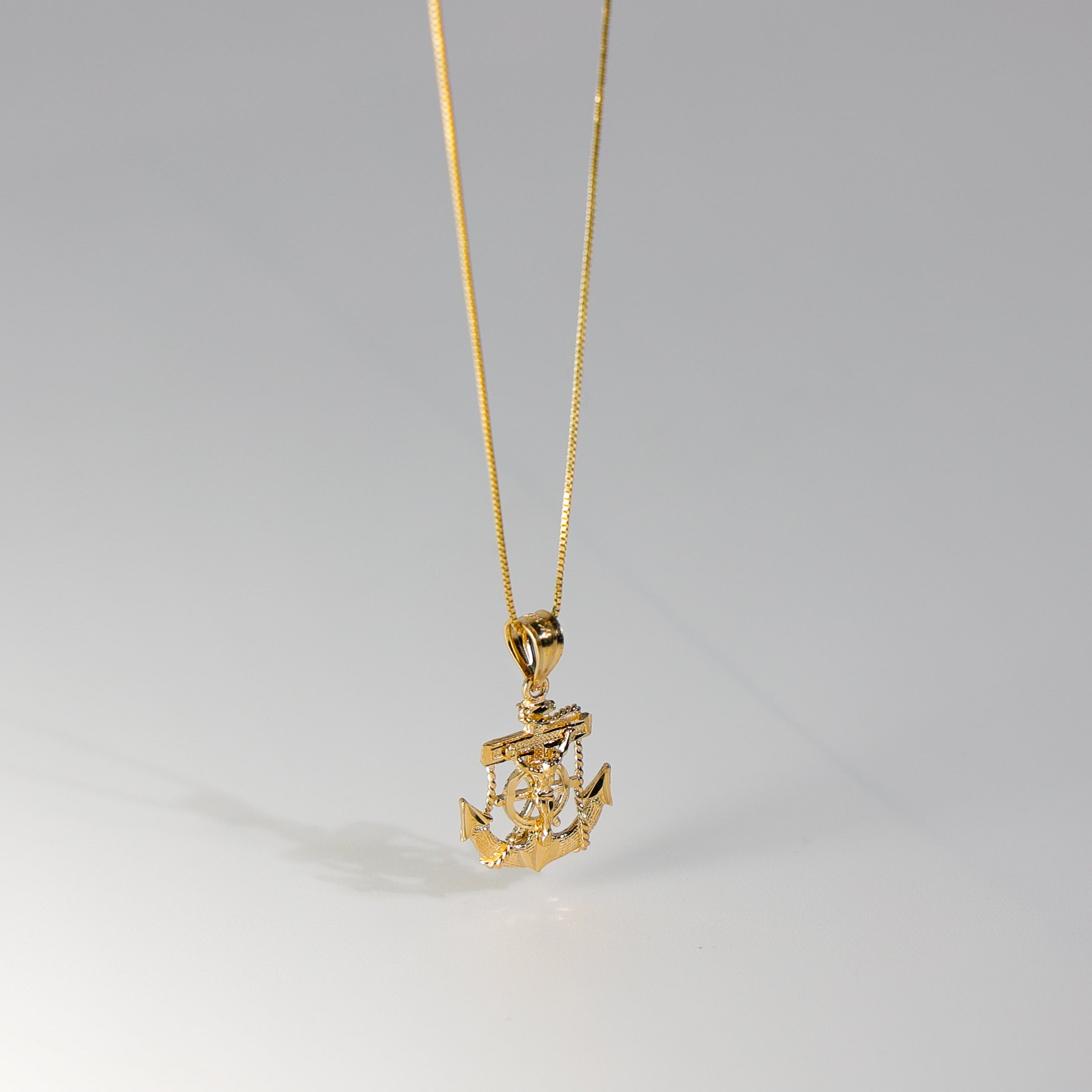 Gold Dainty Mariner Anchor Crucifix Pendant Necklace - Model 1228 | Elegant Religious Jewelry for Women, Perfect for Gifts, Baptism & Everyday Wear