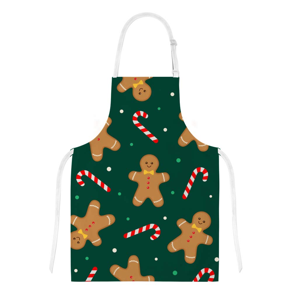 Kuizee 3-Piece Kitchen Apron Set - Christmas Gingerbread Man & Candy Cane Design - Heat Resistant Oven Mitts & Microwave Gloves - Perfect for Baking, Cooking, and Holiday Gift Giving