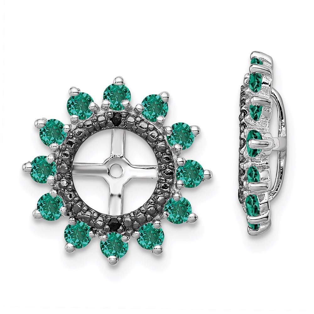 Sterling Silver Lab-Created Emerald & Black Sapphire Earring Jackets - Perfect for Weddings & Evening Events