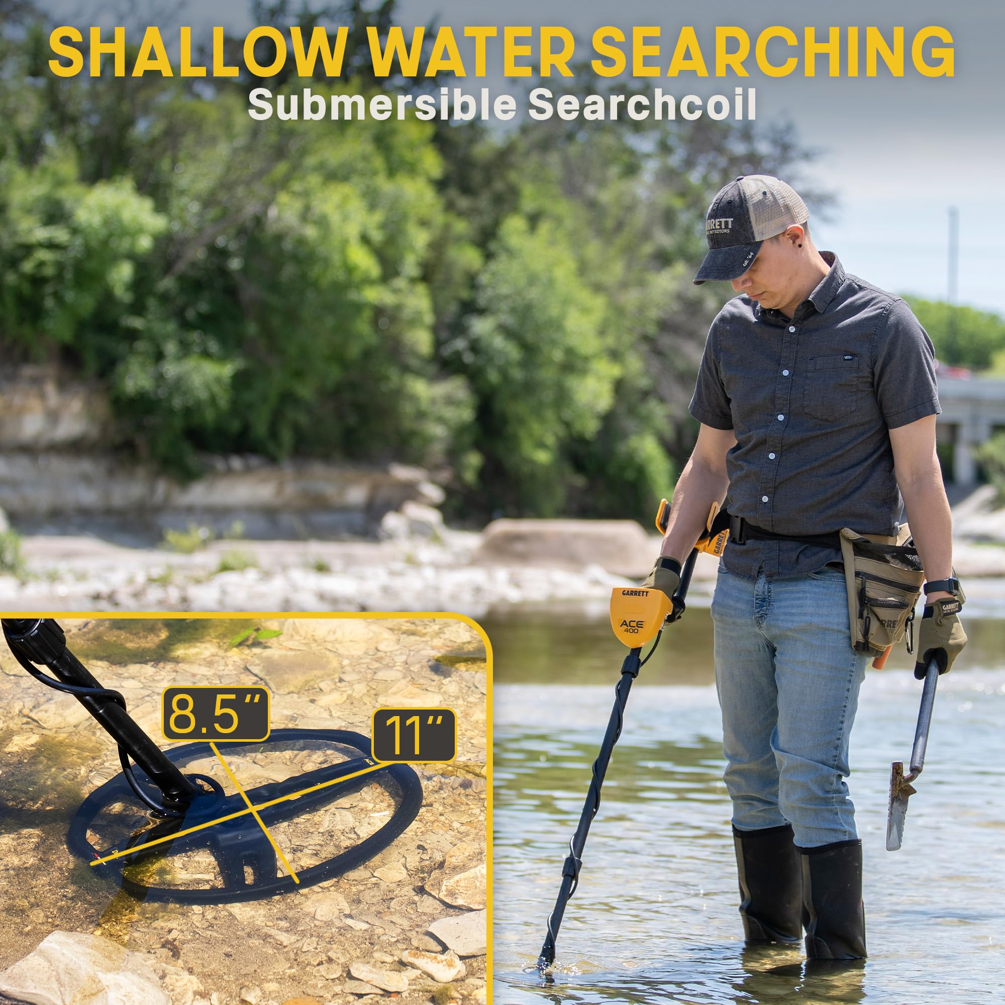 Garrett ACE 400 Metal Detector with Digital Target ID & Iron Audio - Adjustable Frequency Metal Detector for Adults - Professional Pinpointing with Headphones & Searchcoil Cover - Perfect for Beach Hunting, Coin Shooting & Treasure Hunting
