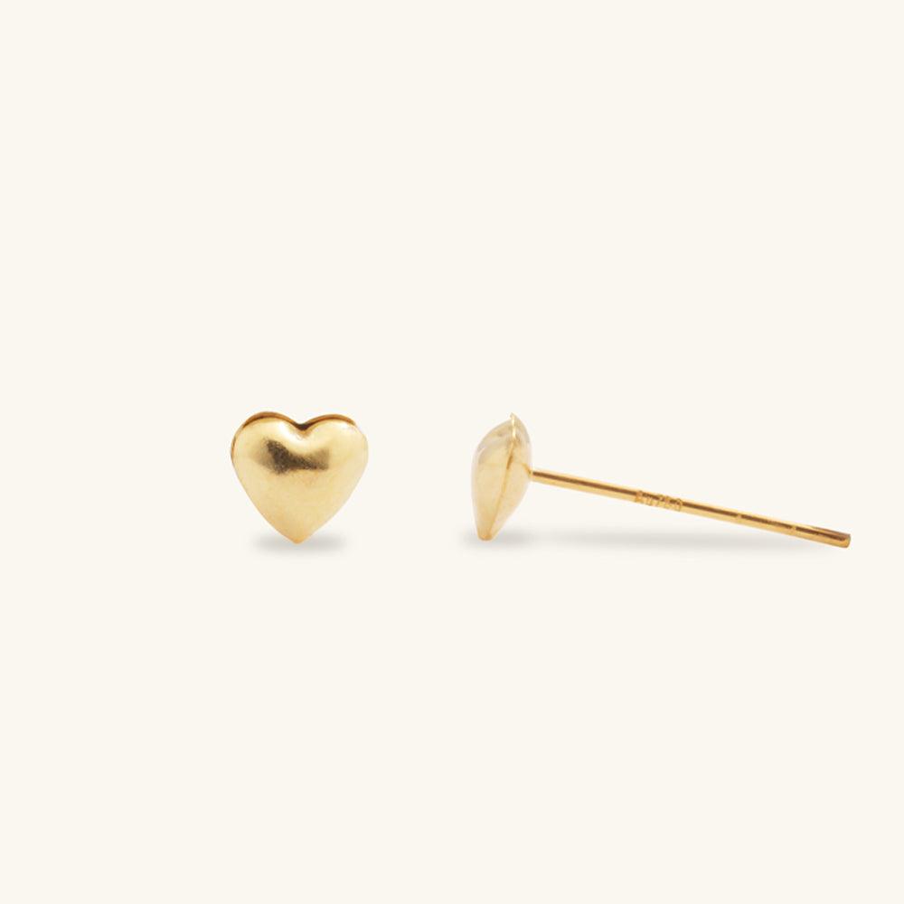 Shining Gold Heart Stud Earrings for Women - 14K Gold Plated Cubic Zirconia Earrings - Valentine's Day Gift, Anniversary Present, Romantic Jewelry for Her - Perfect for Date Night, Wedding, Special Occasions