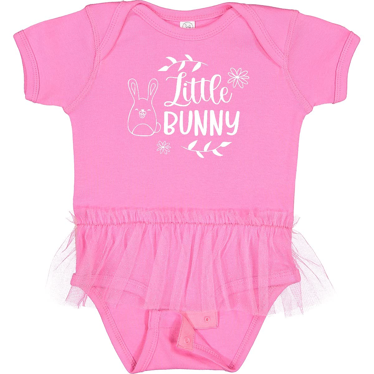 Inktastic Easter Little Bunny with Flowers Infant Tutu Bodysuit - Cute Baby Outfit for Easter, Spring & Photo Shoots