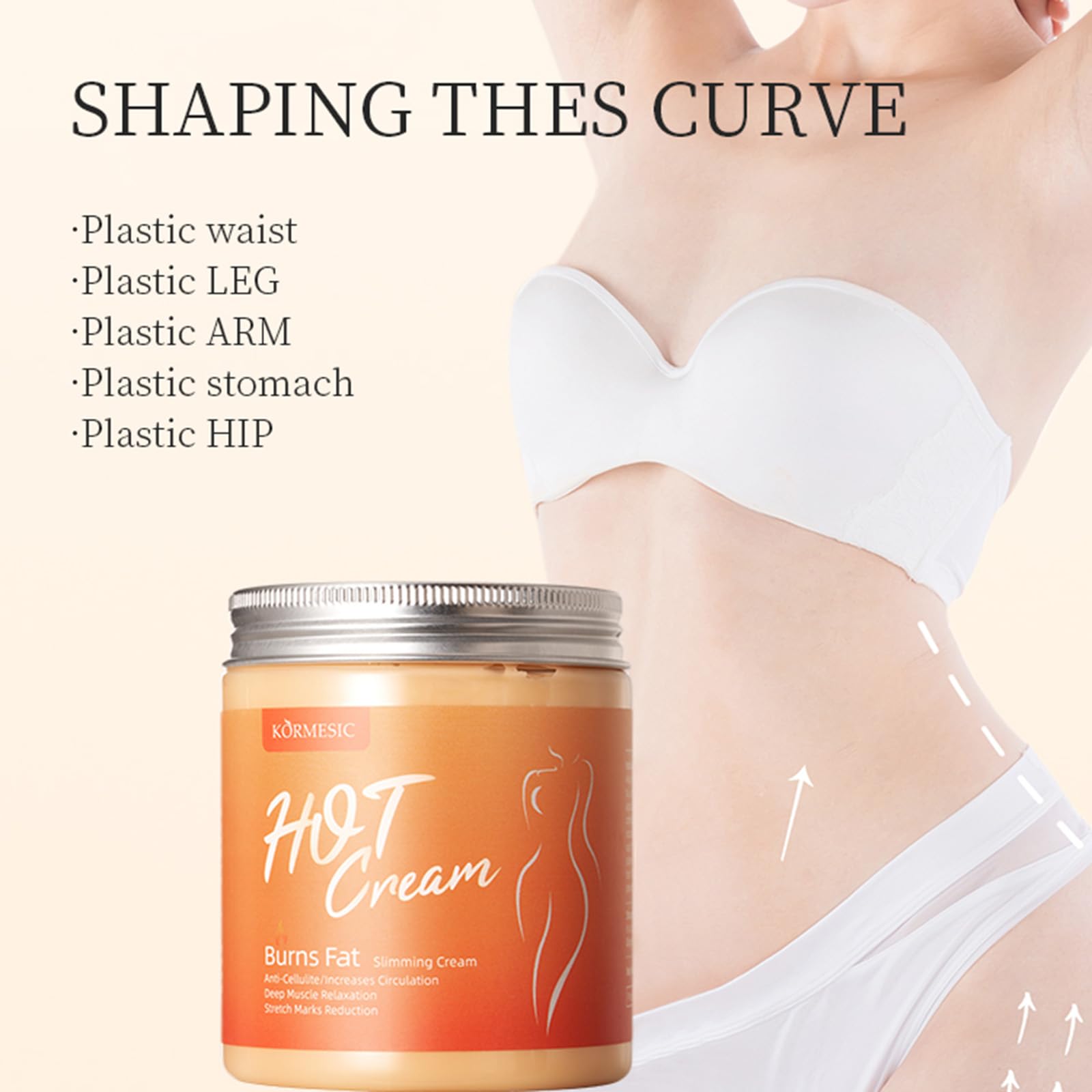 Natural Ginger Hot Cream for Weight Loss & Cellulite Reduction - Anti-Cellulite Slimming Cream with Fat Burning & Hydrating Formula - Firming Belly Cream for Stomach, Thighs & Butt - Unisex Body Lotion for Home Spa & Post-Workout Recovery