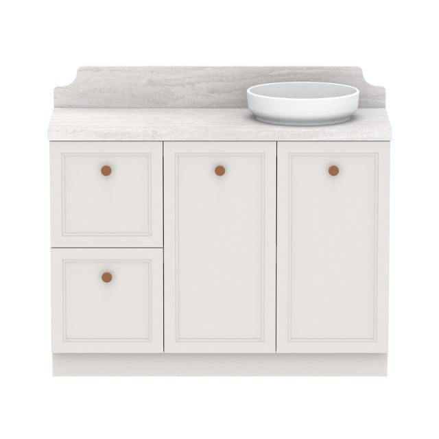 ADP Mabel Floor Standing Vanity with Premium Solid Surface Benchtop - Modern Cherry Pie Finish Bathroom Vanity for Master Bedroom & Guest Bathroom