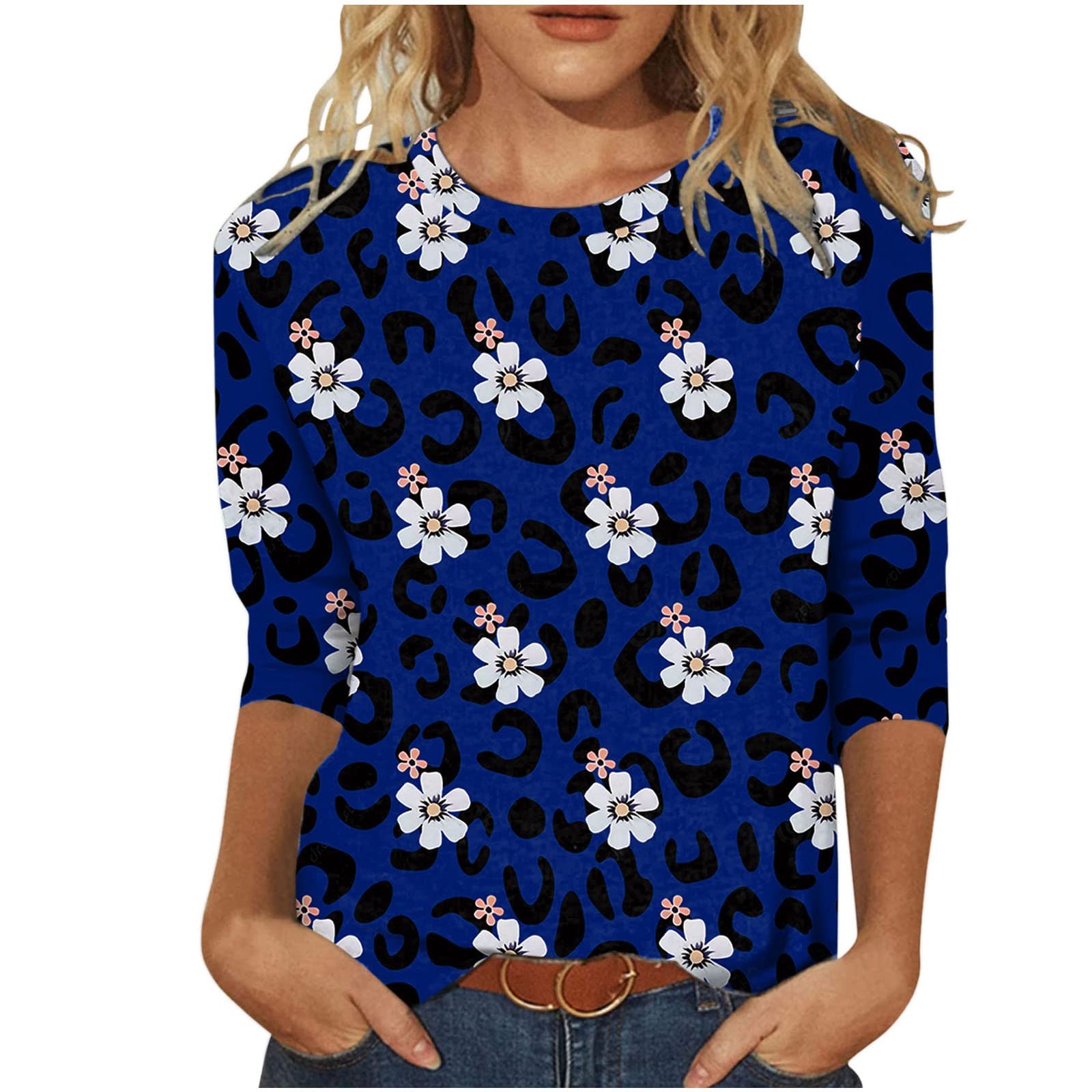 Women's Floral Printed Slim Fit T-Shirts - Summer Short Sleeve Round Neck Casual Blouses for Women | Perfect for Beach Outings, Picnics & Everyday Wear