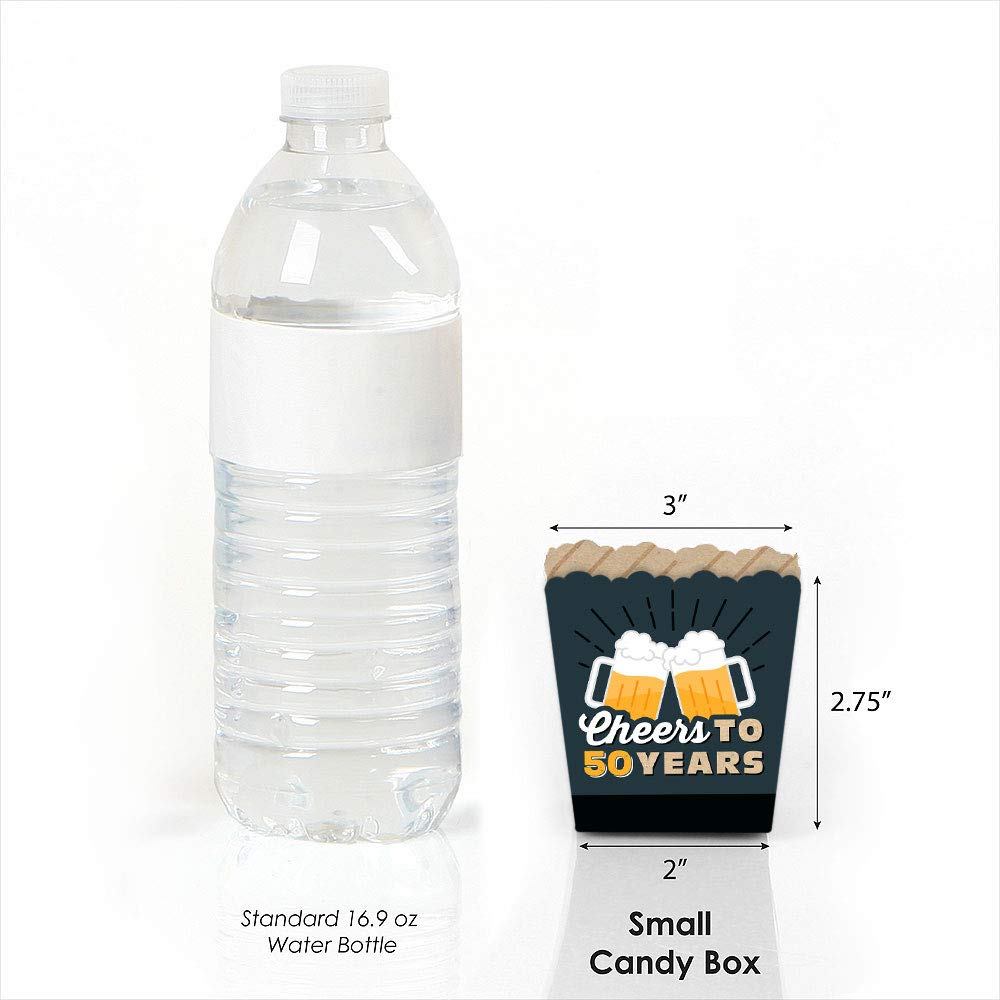 Cheers & Beers 50th Birthday Party Favor Boxes - Set of 12 for Candy Treats