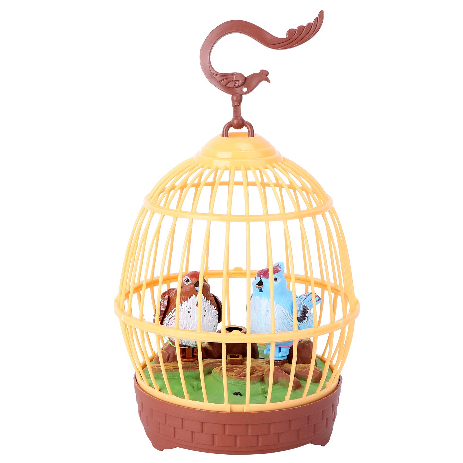 1PC Mini Oval Double Bird Cage Toy with Voice Control - Interactive Simulation Pet Toy for Kids (Orange) - Perfect for Indoor & Outdoor Play, Birthday Gifts, and Pretend Play Scenarios