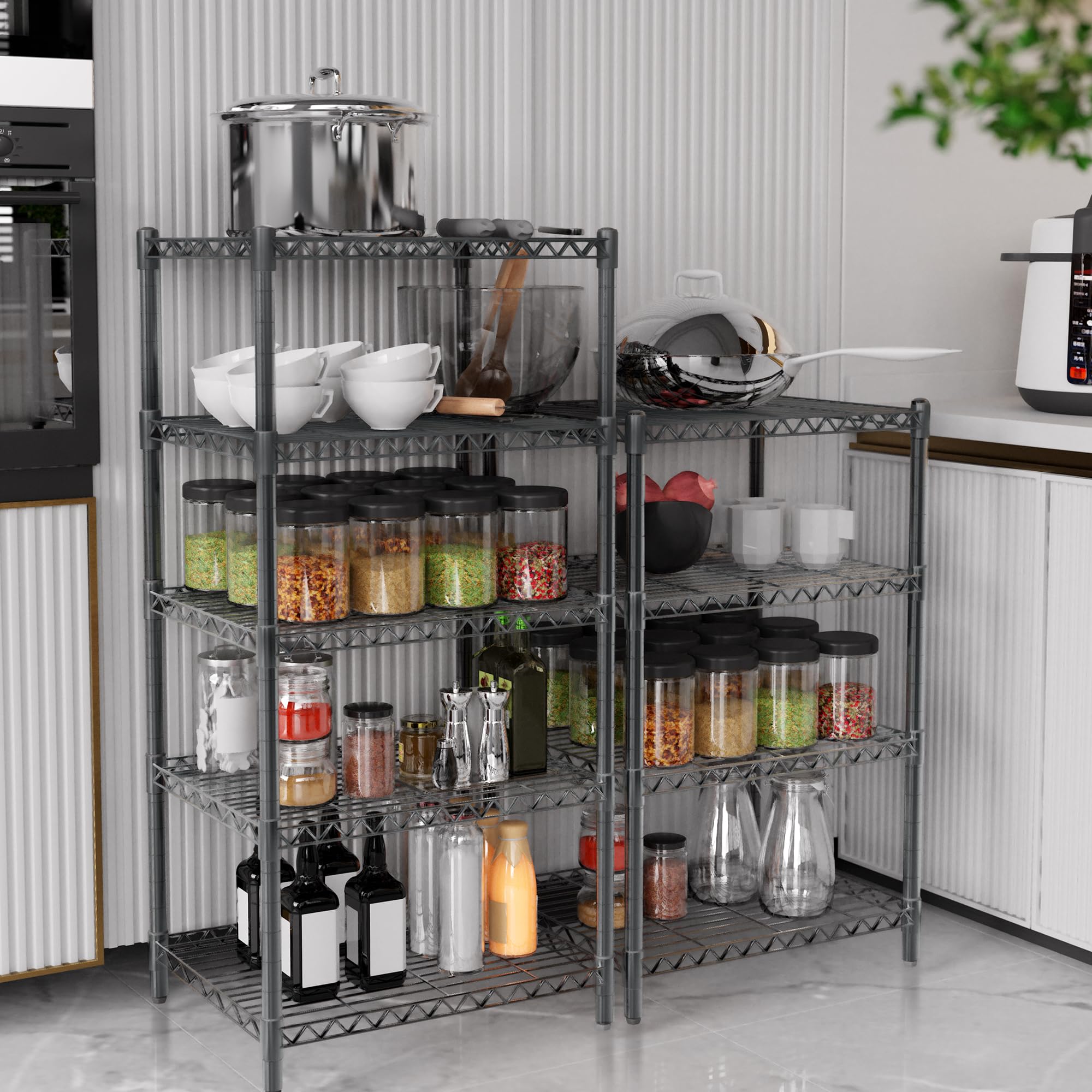 3-Tier Heavy Duty Steel Storage Rack - Adjustable Grey Metal Shelving Unit for Pantry, Kitchen, Closet & Warehouse Organization - Space Saving Home & Office Storage Solution