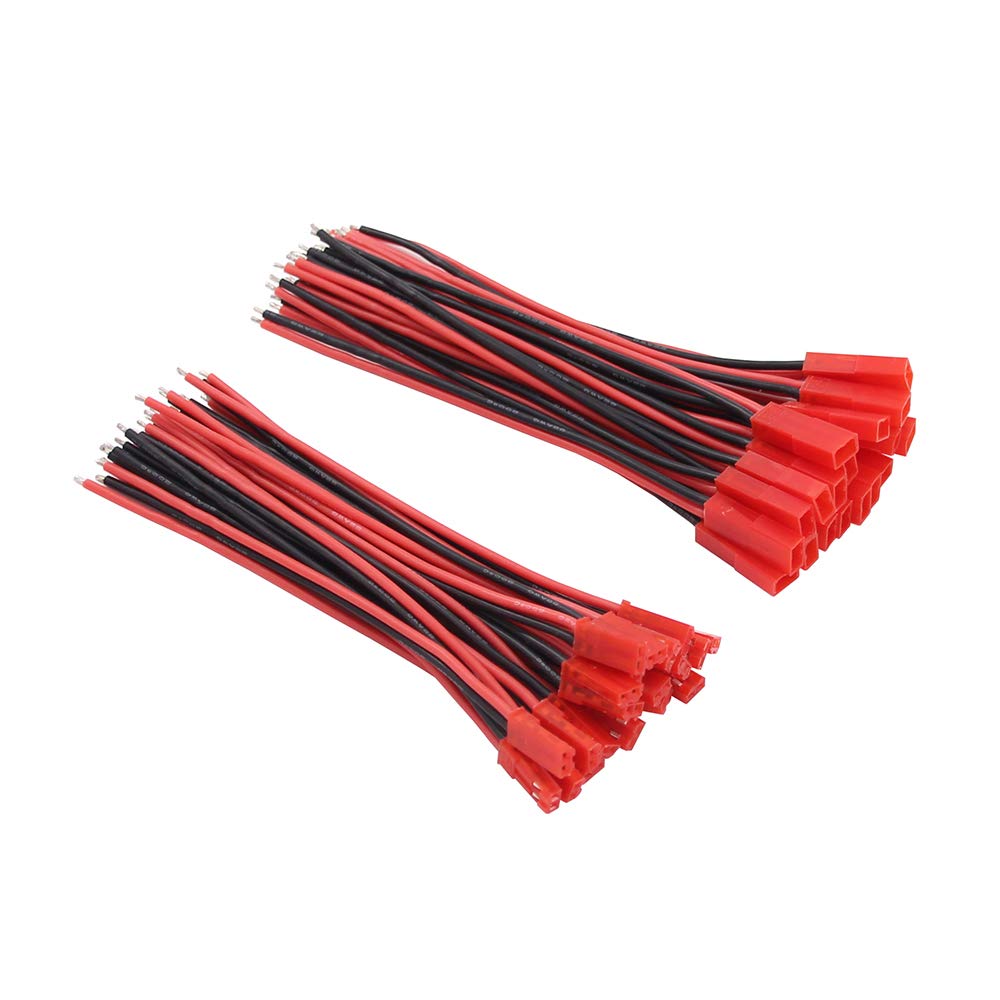 20 Pairs 22AWG 2 Pin JST Connector Male Female Plug with 10cm Silicone Wire - for LED Light Strips, RC Toys, BEC Battery Packs - DIY Electronics & Drone Projects (Pack of 20)