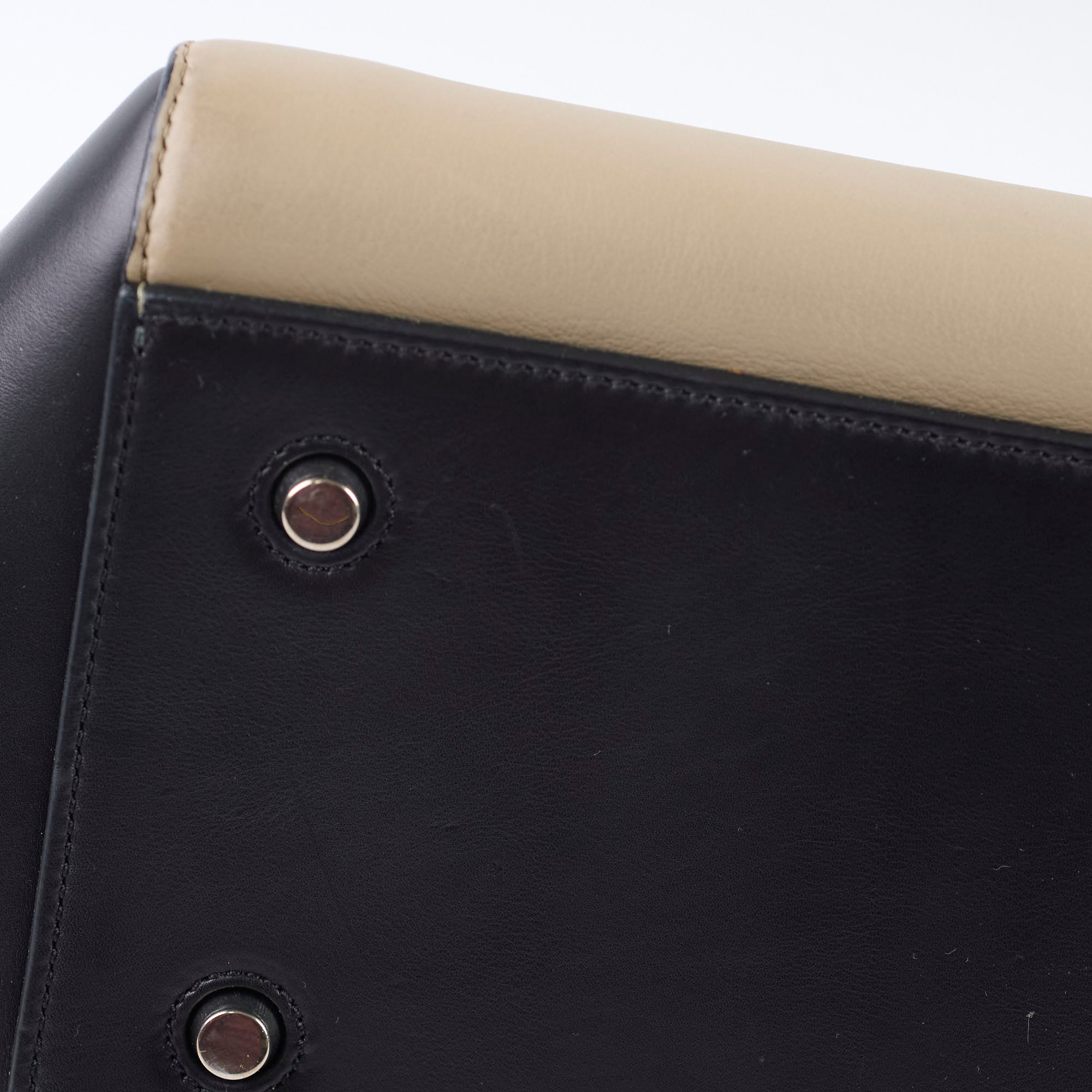 Celine Edge Medium Shoulder Bag in Beige & Black - Luxury Leather Handbag for Women | Perfect for Work, Travel & Everyday Use