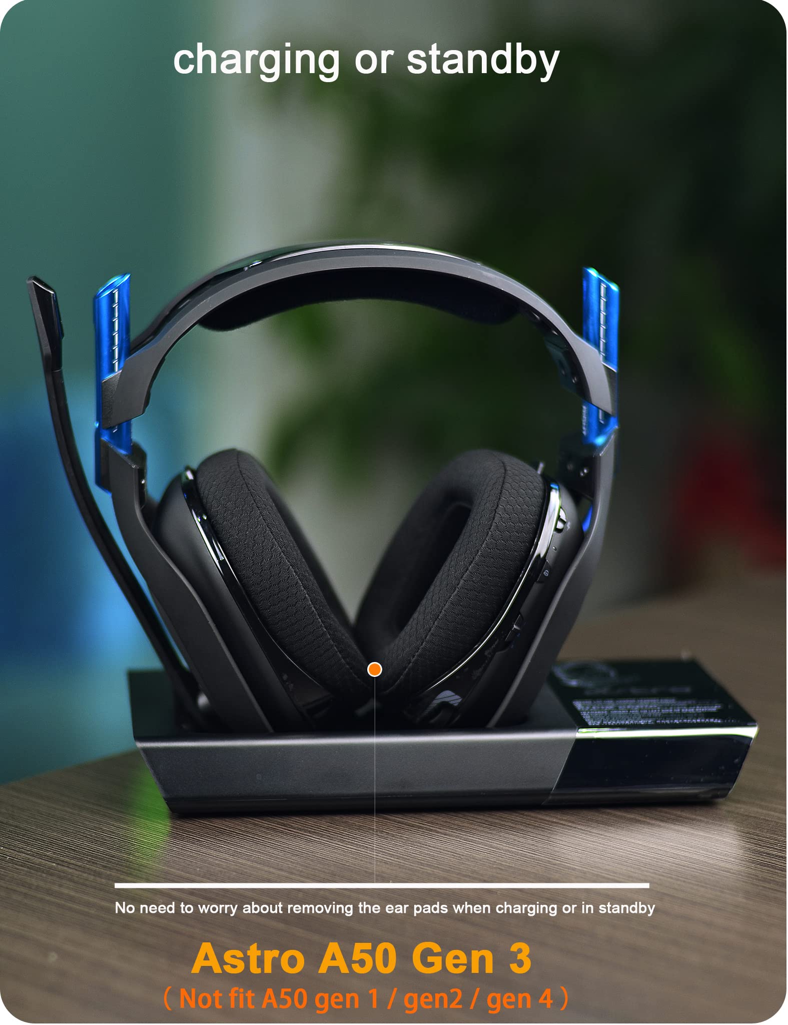 Defean Replacement Earpads & Headband for Astro A50 Gen 3 Headset - High-Density Noise Cancelling Foam Ear Cushions with Added Thickness (Black Breathable Fabric) - Perfect for Gaming, Streaming & Long Wear Comfort