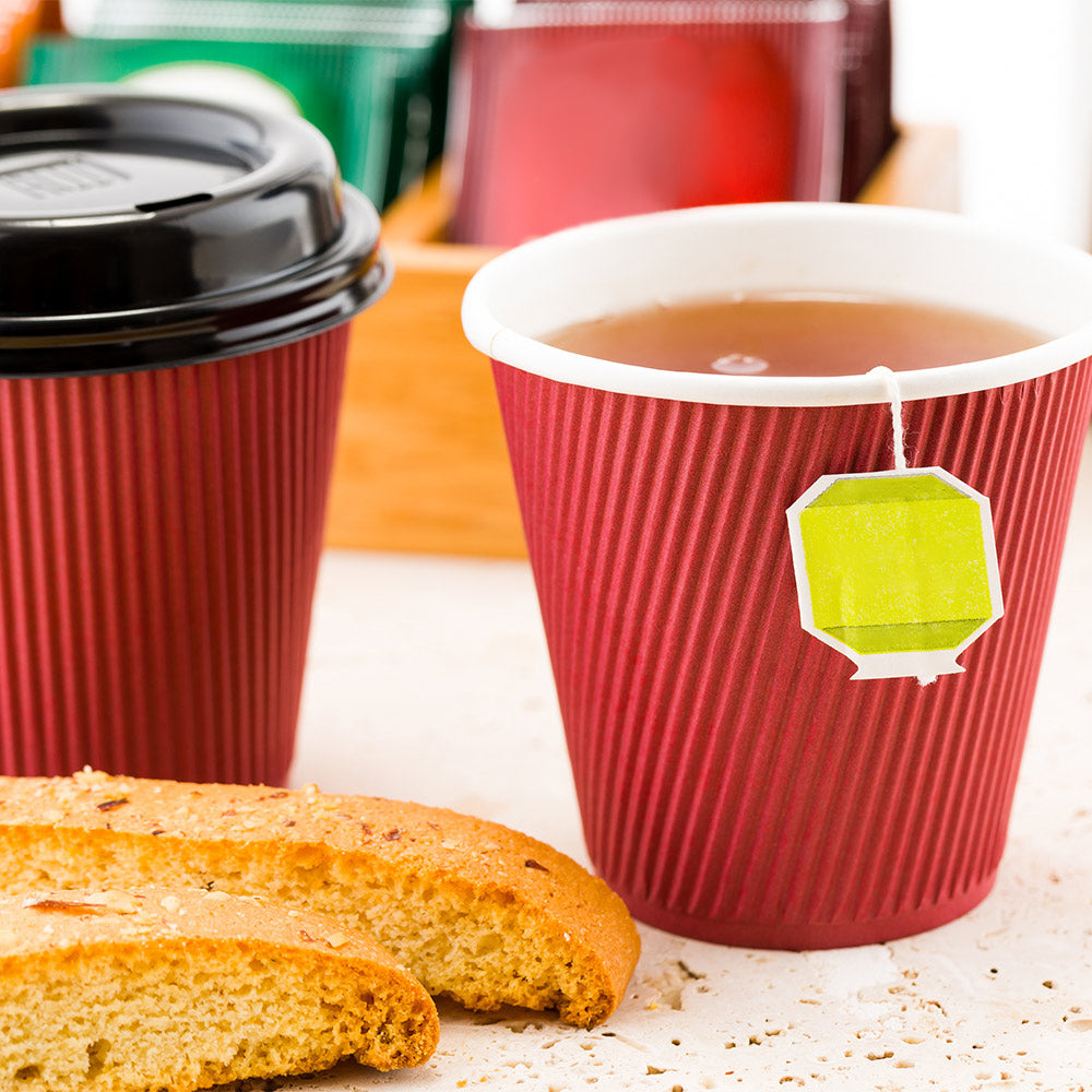 8 oz Crimson Ripple Wall Paper Coffee Cups - 3.5