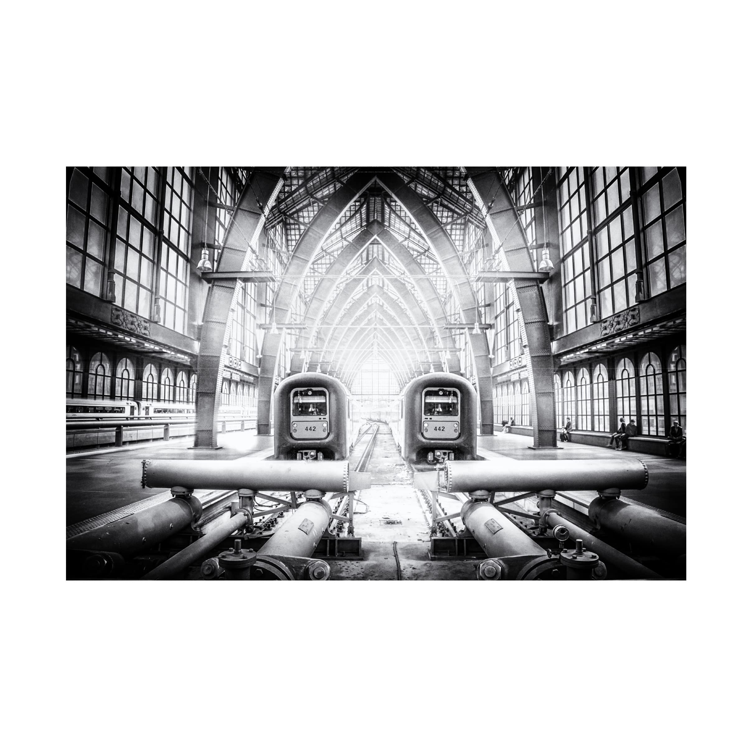 Bruno Flour 'Take the 442 on Track 475' Canvas Wall Art Print - Vintage Train & Railway Decor for Living Room, Office, or Man Cave - Trademark Fine Art Collection