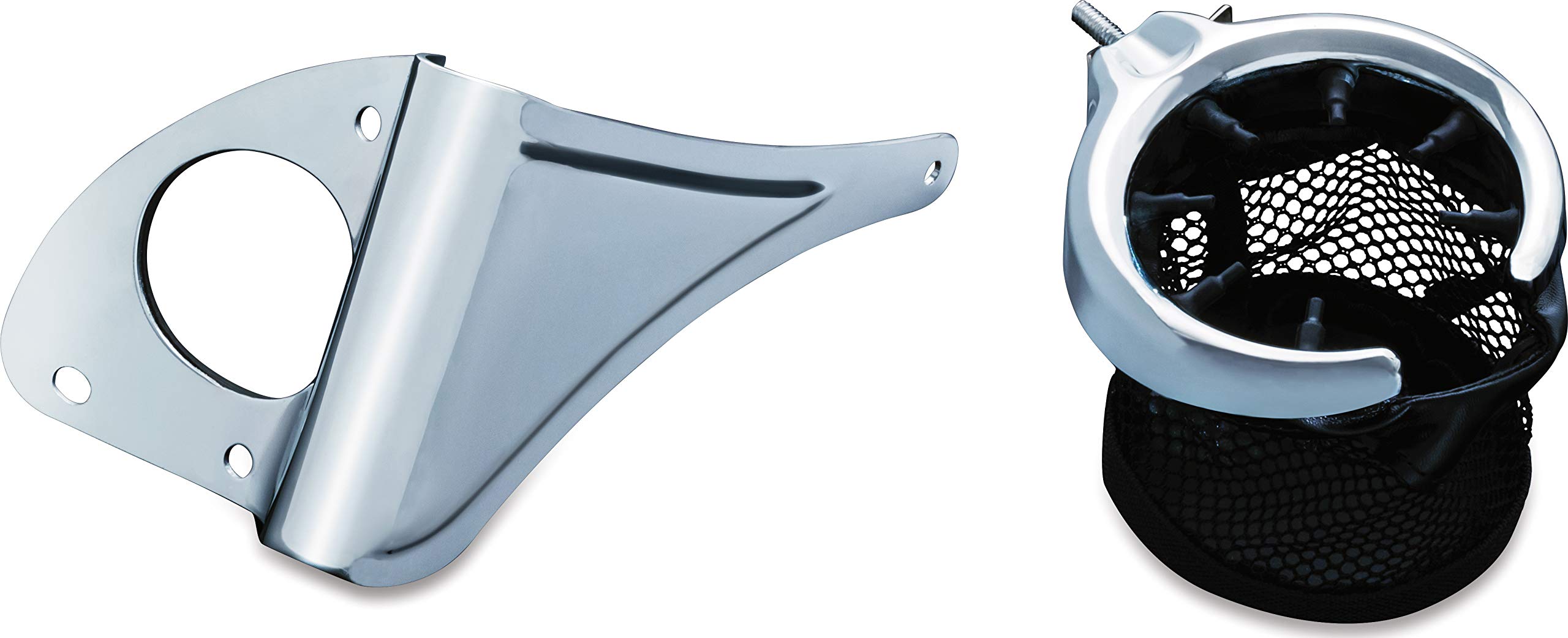 Kuryakyn 1692 Chrome Motorcycle Cup Holder with Mesh Basket - Right Side Accessory for 2014-2019 Harley-Davidson Touring & Trike Bikes | Perfect for Long Rides and Road Trips