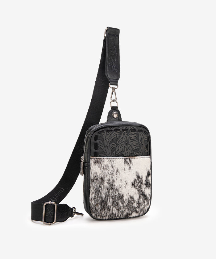 Trinity Ranch Genuine Hair-On Cowhide Sling Bag - Stylish Leather Crossbody Purse for Women, Perfect for Outdoor Adventures, Travel & Daily Use