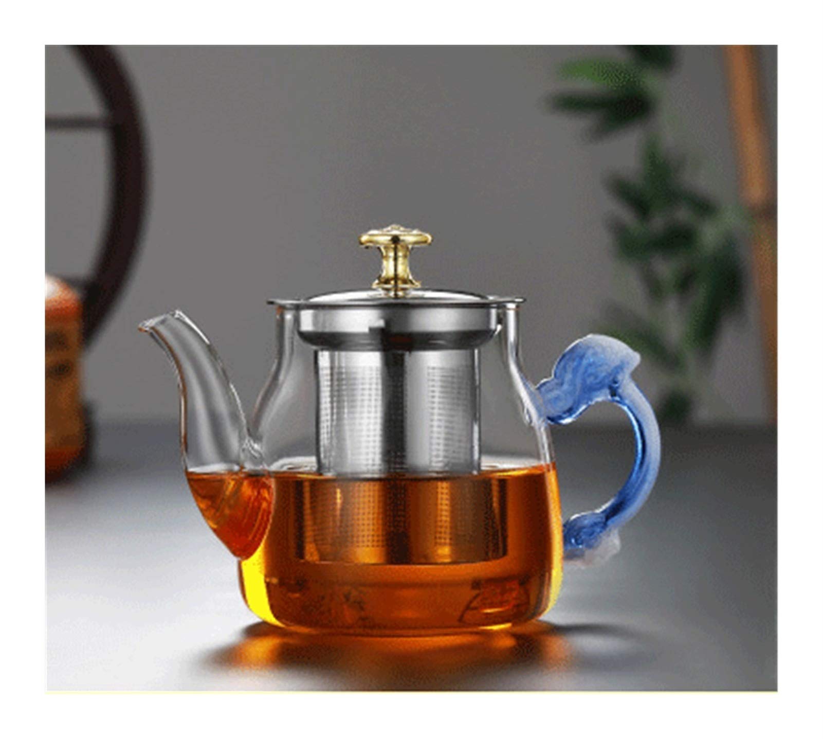 Heat-Resistant Glass Teapot with Cup - Transparent Thickened High-Temperature Tea Pot for Home & Office Use - Perfect for Loose Leaf Tea, Herbal Infusions & Iced Tea Brewing (Size D)