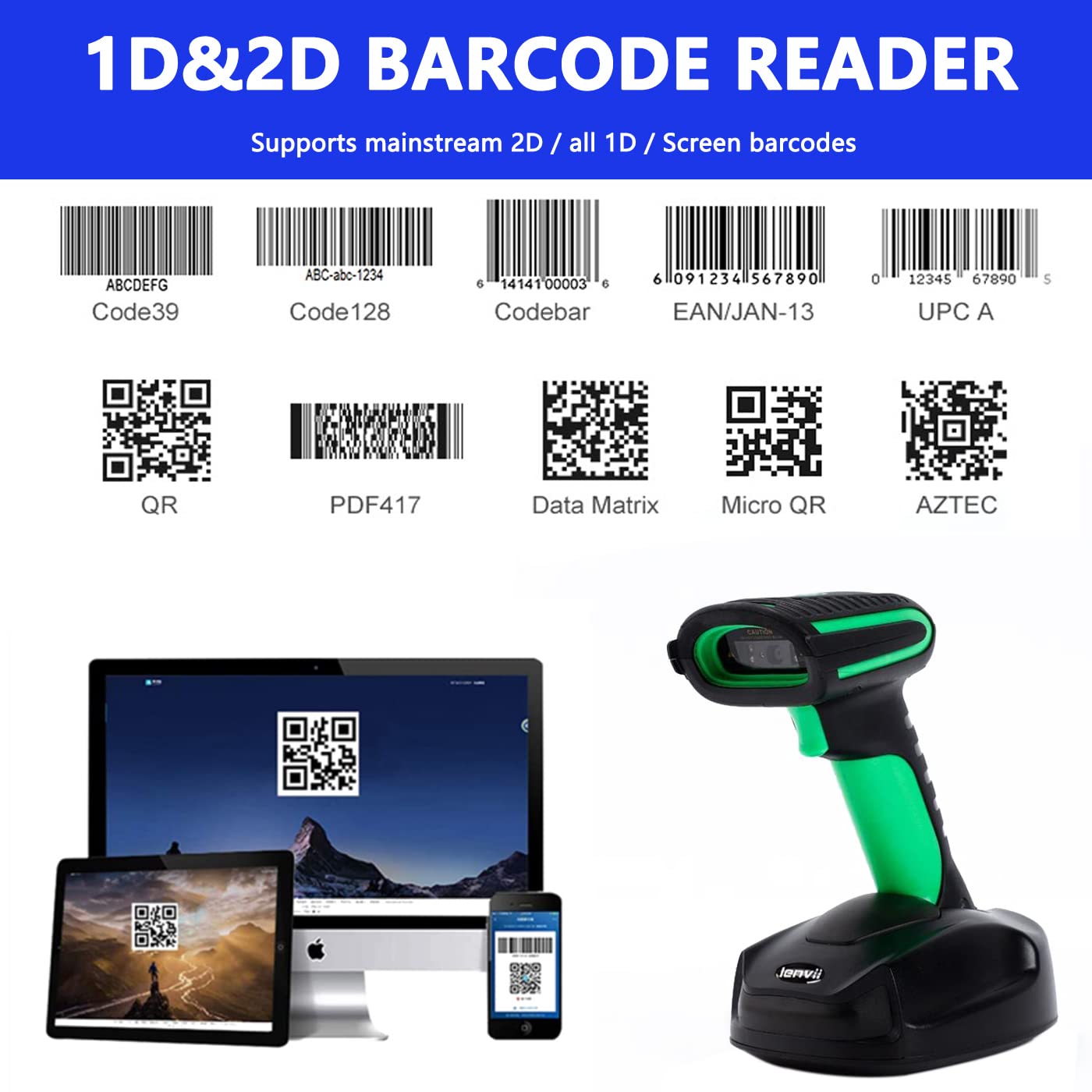 MDW8004 Bluetooth Wireless 2D Barcode Scanner - Dual Mode QR Code Reader for Metal & Inkjet Codes | Fast Magnetic Charging | Ideal for Retail, Warehouse & Inventory Management