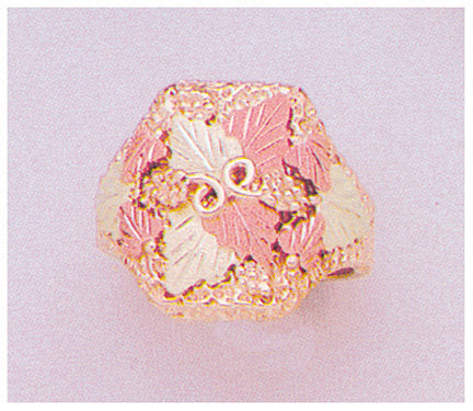 10kt Three Tone Gold Four Leaf Clover Men's Blank Ring Size 7 - Solid Gold Band for Good Luck, Prospector Gold Style (643-651) - Perfect for St. Patrick's Day Gifts, Wedding Bands & Irish Heritage Jewelry
