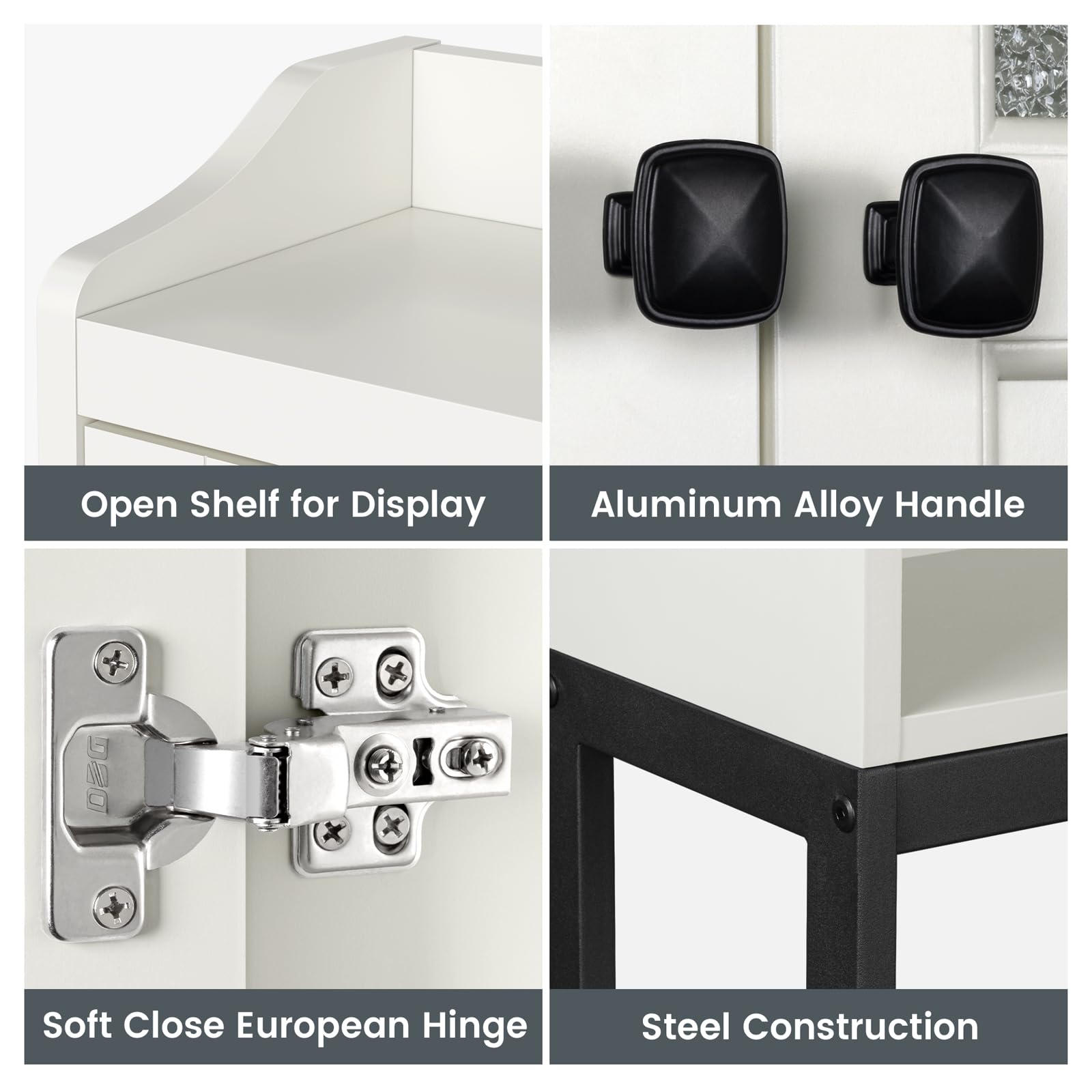 Over The Toilet Storage Cabinet with Double Doors & Soft Hinges - Bathroom Organizer Shelf for Towels, Toiletries & Essentials - Space-Saving Cream White Design for Small Bathrooms & Apartments