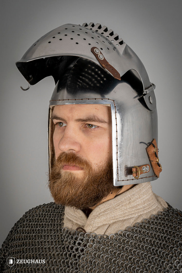 Bascinet Helmet with Visor - 2.5mm Polished Steel Medieval Armor for LARP, Cosplay & Historical Reenactment