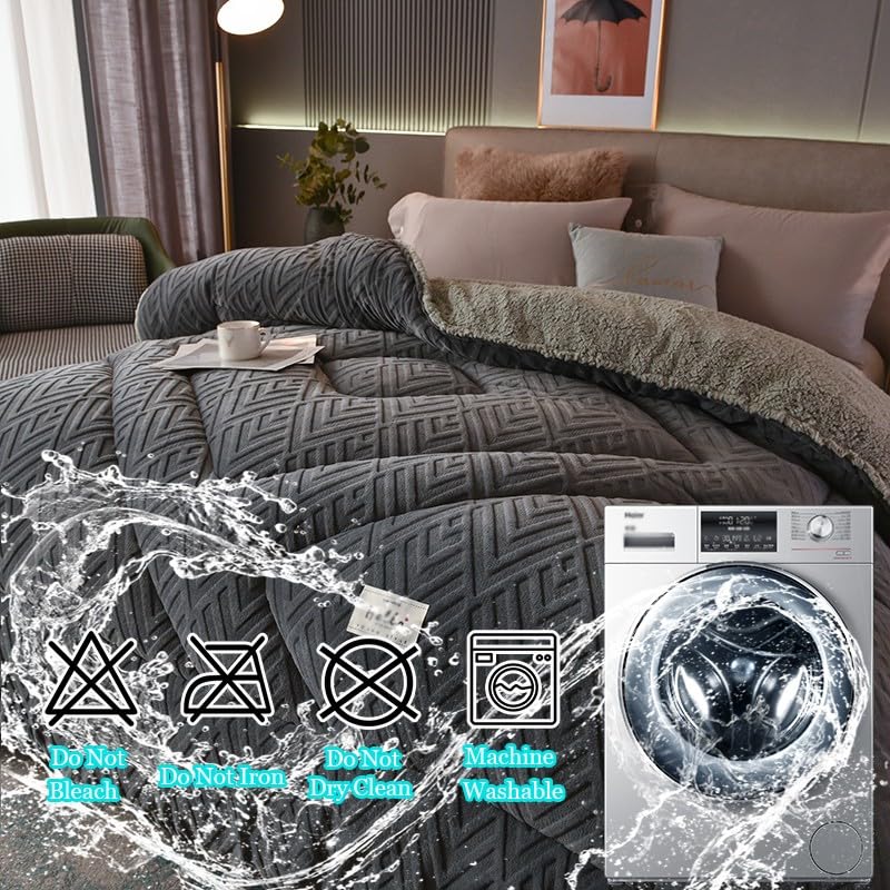 King Size Sherpa Fleece Blanket - Ultra Soft Double Sided Lambswool Comforter for Winter - Warm & Cozy 220x240cm Heavyweight Quilt - Perfect for Cold Nights, Bedroom Decor & Cozy Lounging