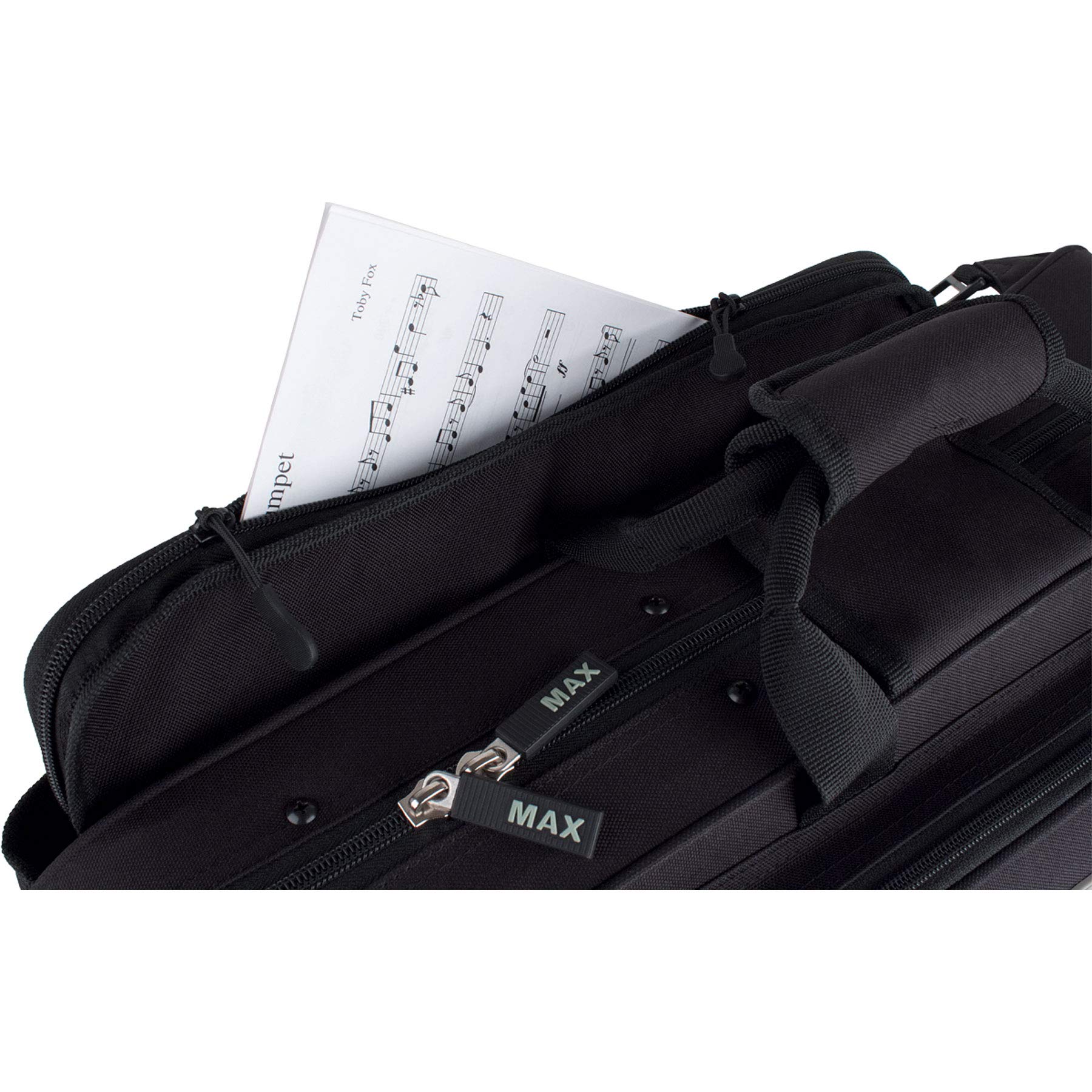 Protec MX301CT Contoured MAX Trumpet Case with Sheet Music Pocket - Durable Black Instrument Storage for Travel & School Band | Fits Most Trumpet Models