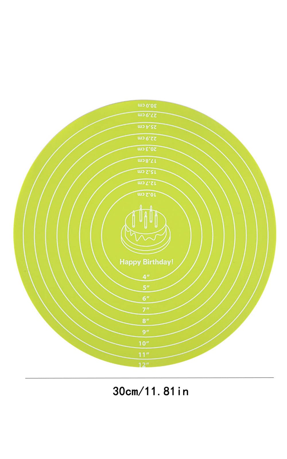Non-Stick Silicone Baking Mat with Measurements - Heat Resistant Pastry Sheet for Cake Decorating, Cookies & Baking - Fits Cake Turntable Stand (Green) - Perfect for Home Bakers & Professional Chefs