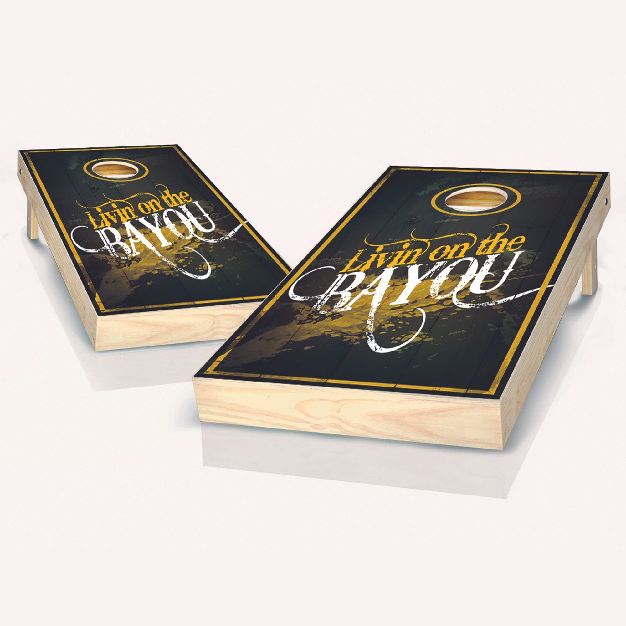 Skip's Garage Living On The Bayou Premium Cornhole Game Set - 2 Regulation Boards & 8 All-Weather Bags - Customizable Accessories for Backyard, Tailgate & Outdoor Parties - Perfect for BBQ, Beach & Family Gatherings