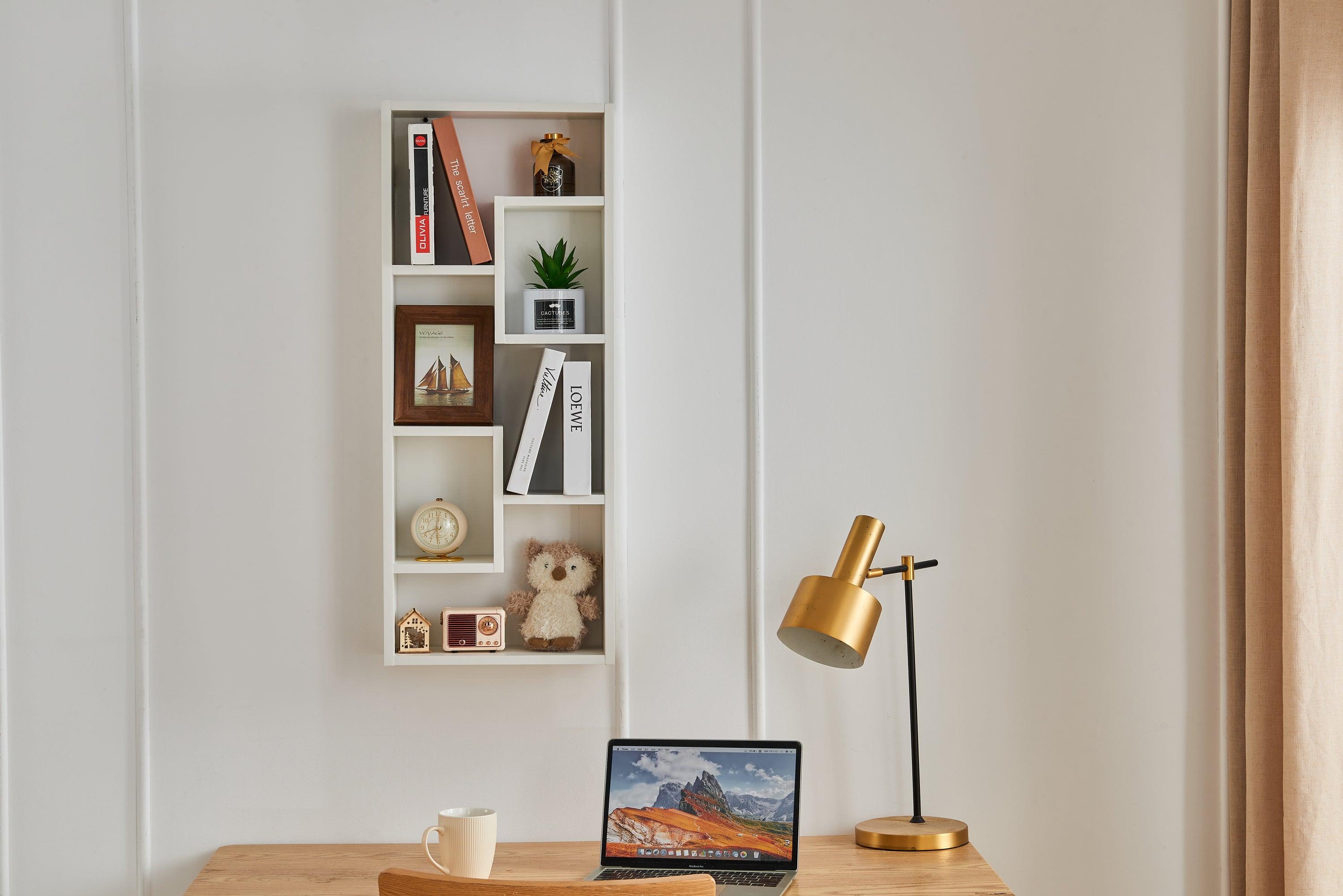 5-Tier Wooden Bookshelf - Freestanding Open Bookcase with 2 Keyhole Hangers, White Home Office Storage Shelf for Living Room, Study & Bedroom - Perfect for Organizing Books, Decor & Display Items