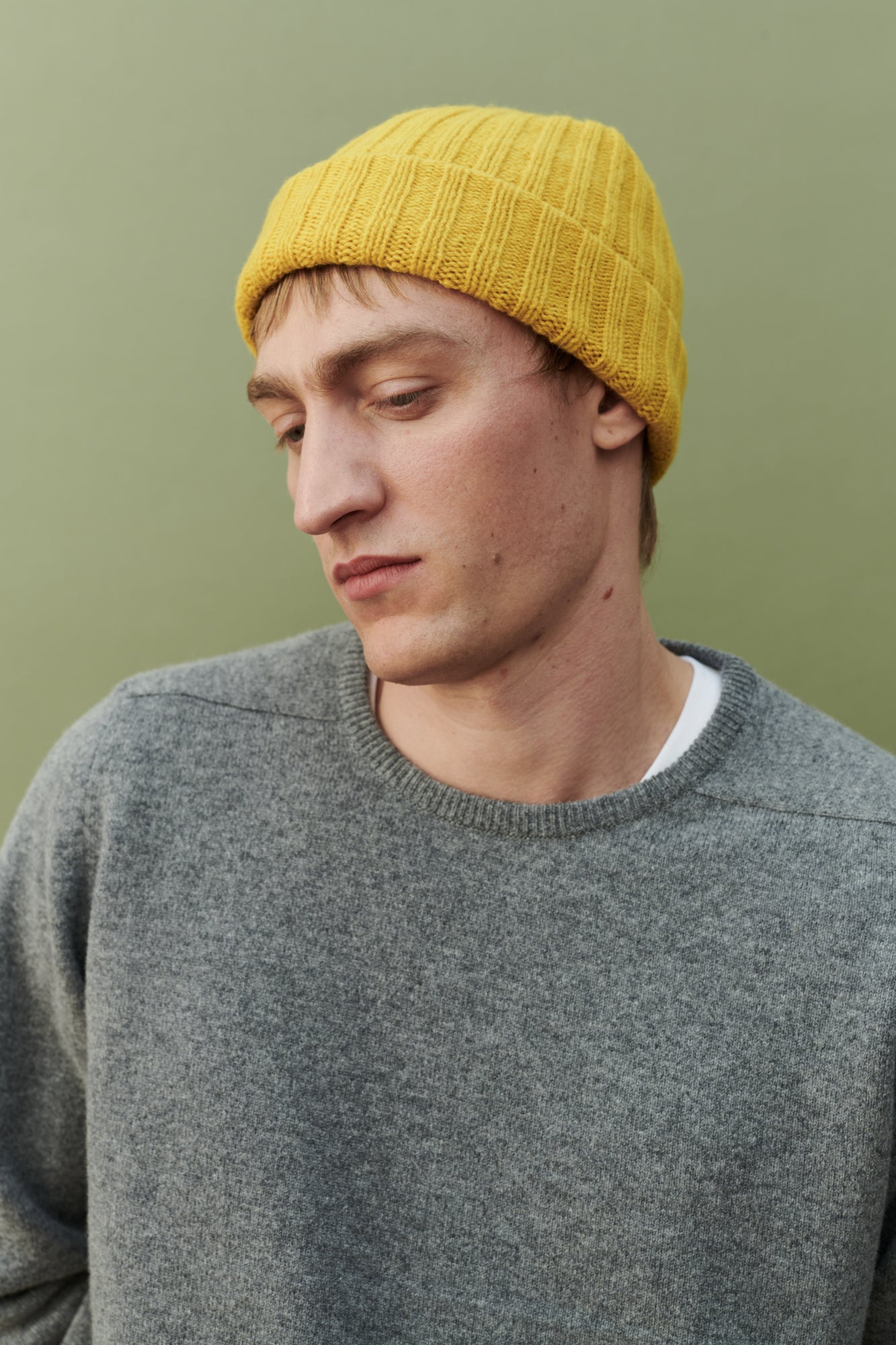 Soft Lambswool Beanie Hat for Men & Women - Warm Mustard Color Winter Knit Cap for Outdoor Activities
