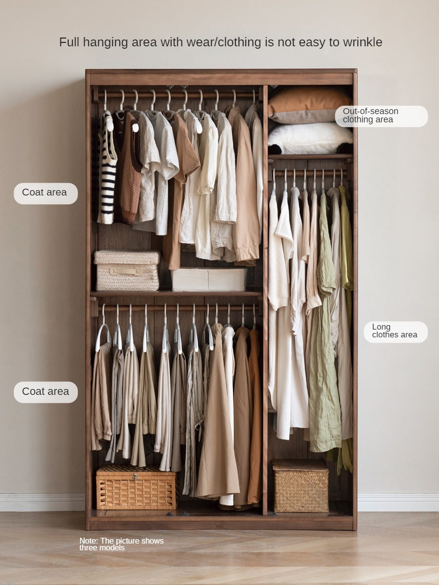Premium Black Walnut Solid Wood Wardrobe - Handcrafted Closet Organizer with Adjustable Shelves | Perfect for Bedroom, Walk-in Closet & Master Suite Organization