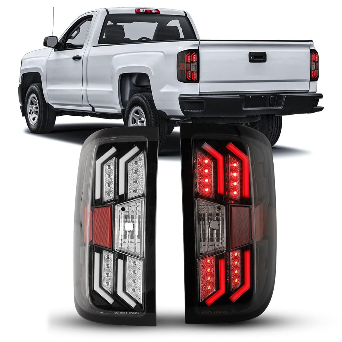 Nixon Offroad LED Tail Lights for 2014-2018 Chevy Silverado 1500 & 2015-2019 Silverado 2500/3500 HD - Clear Lens Replacement Rear Lamps Assembly (1 Pair) - Durable Waterproof Design for Off-Roading, Truck Upgrades & Night Driving