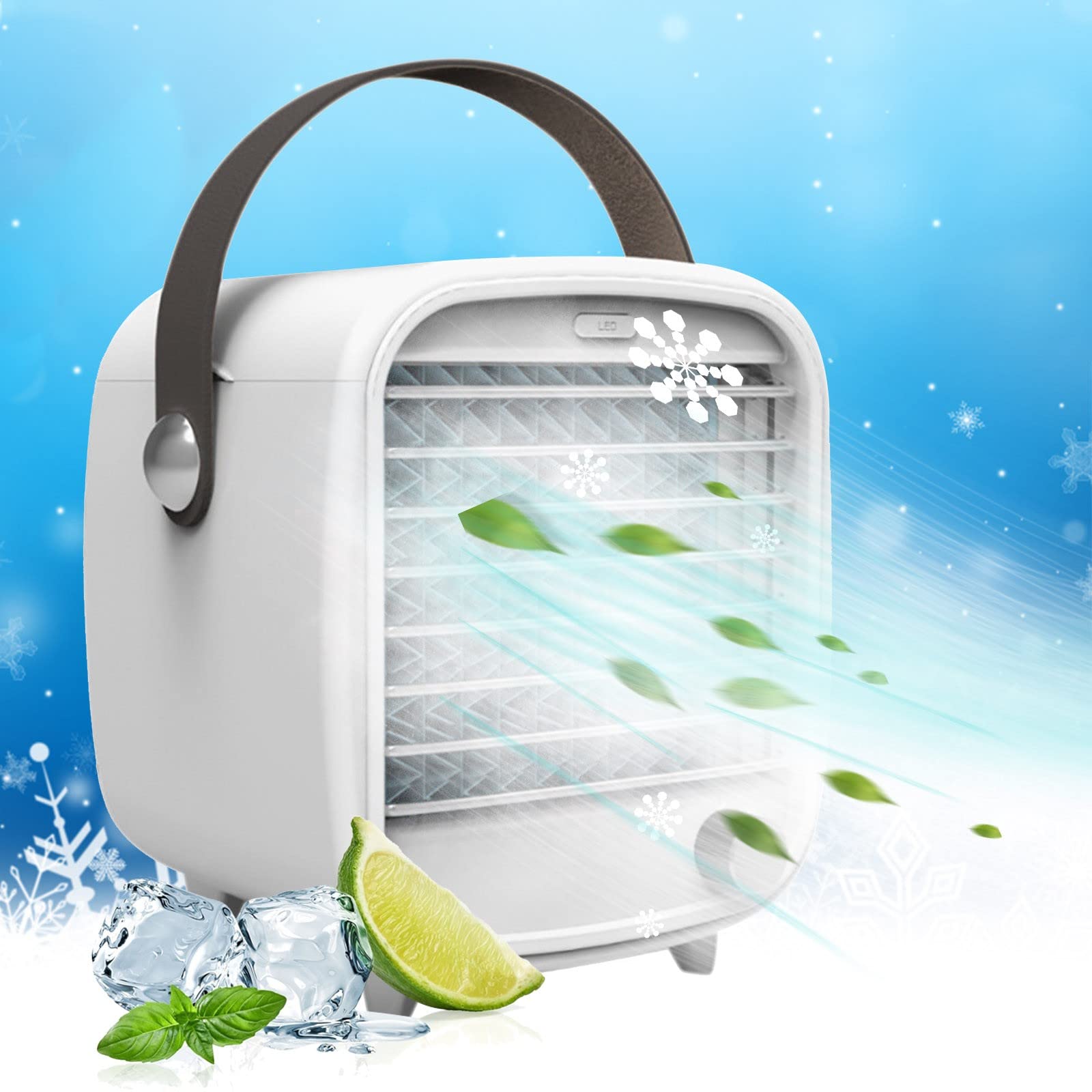 Lulxes Mini Desktop Air Cooler Fan with Built-in Ice Tray & Water Tank - Portable AC Cooling Fan for Office, Bedroom, Home & Workspace