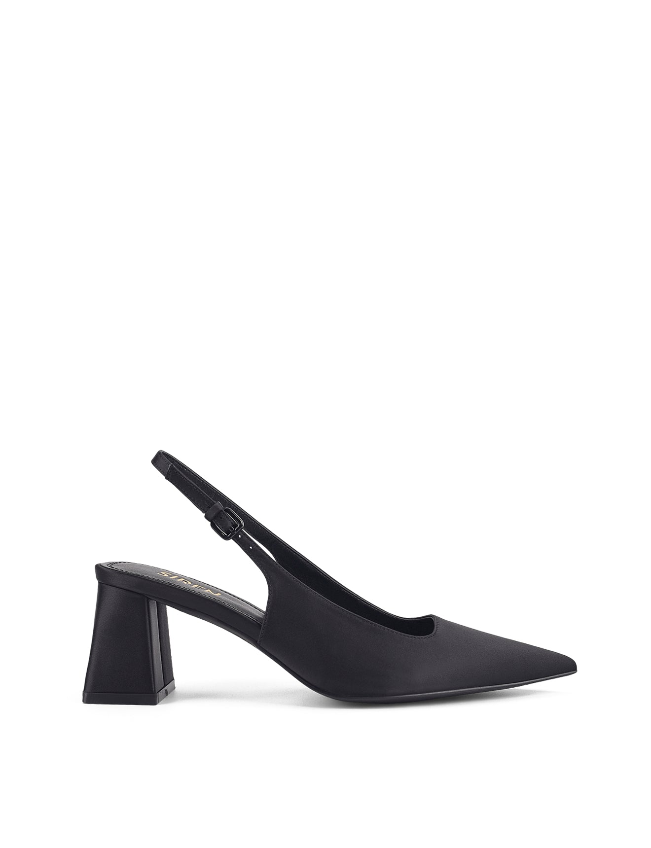 Yarra Pointed Toe Slingback Heels - Black Satin Pumps for Women | Elegant Dress Shoes for Weddings, Parties & Office Wear