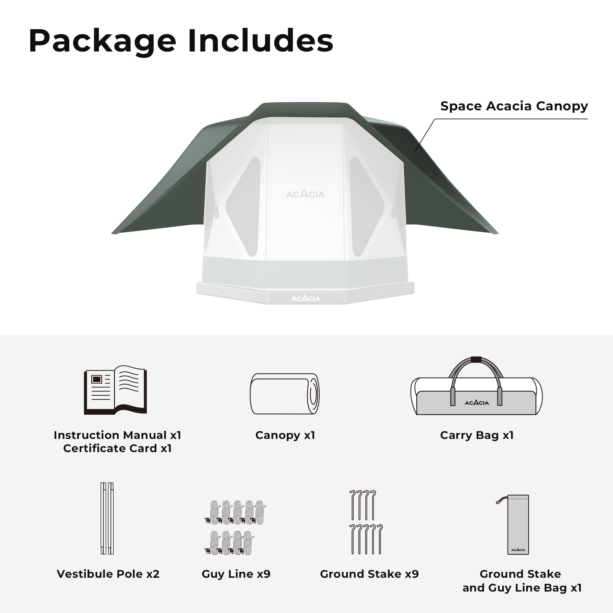 ACACIA Canopy 2-3 Person Camping Tent - Waterproof PU2000 4-Season Tarp with UPF50+ Sun Protection, Includes 2 Telescoping Poles & Carry Bag - Perfect for Summer Nights, Backpacking, and Outdoor Adventures