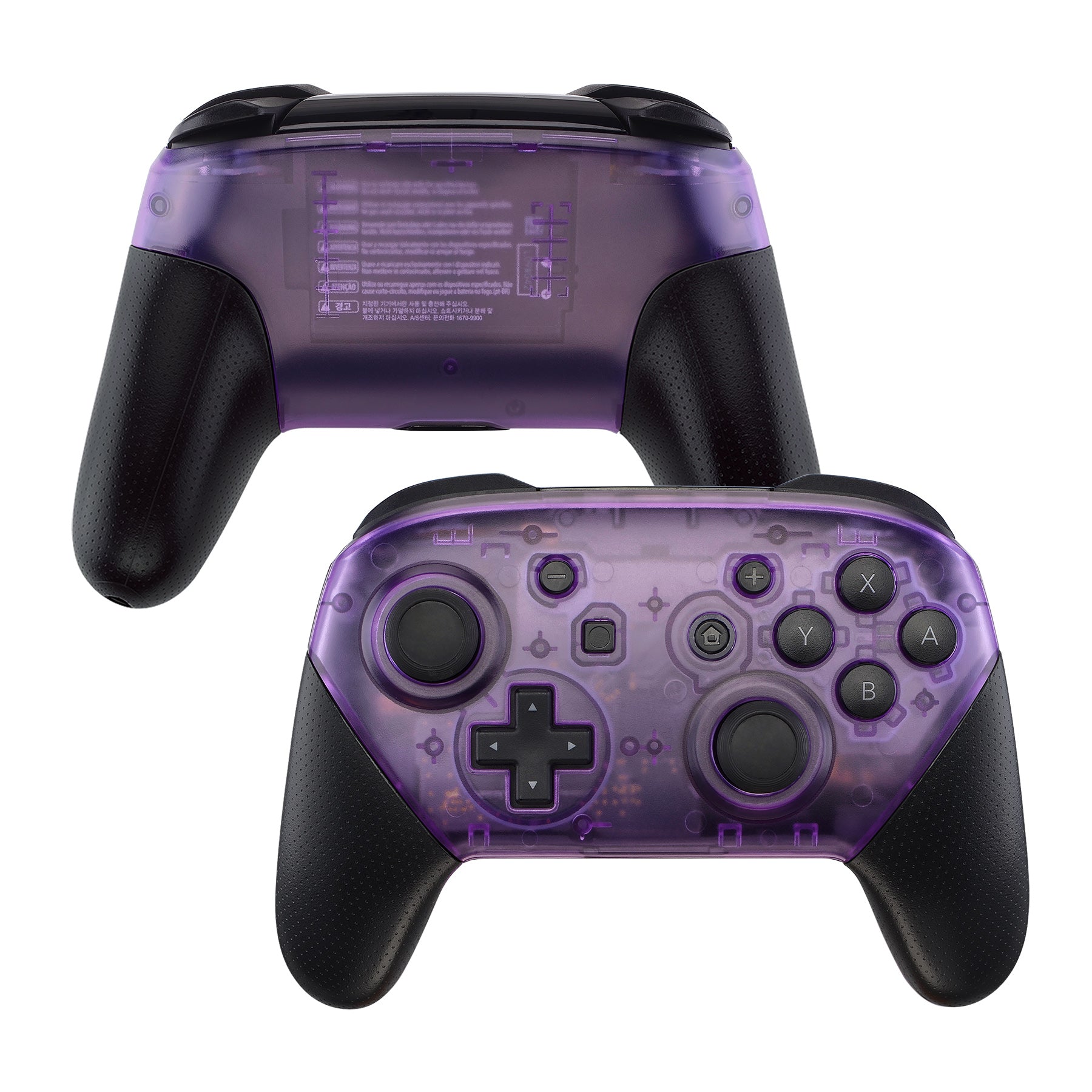 eXtremeRate Clear Atomic Purple Faceplate & Backplate Replacement Shell for Nintendo Switch Pro Controller - DIY Custom Housing Case (Controller Not Included) - Perfect for Gaming, Modding & Personalization