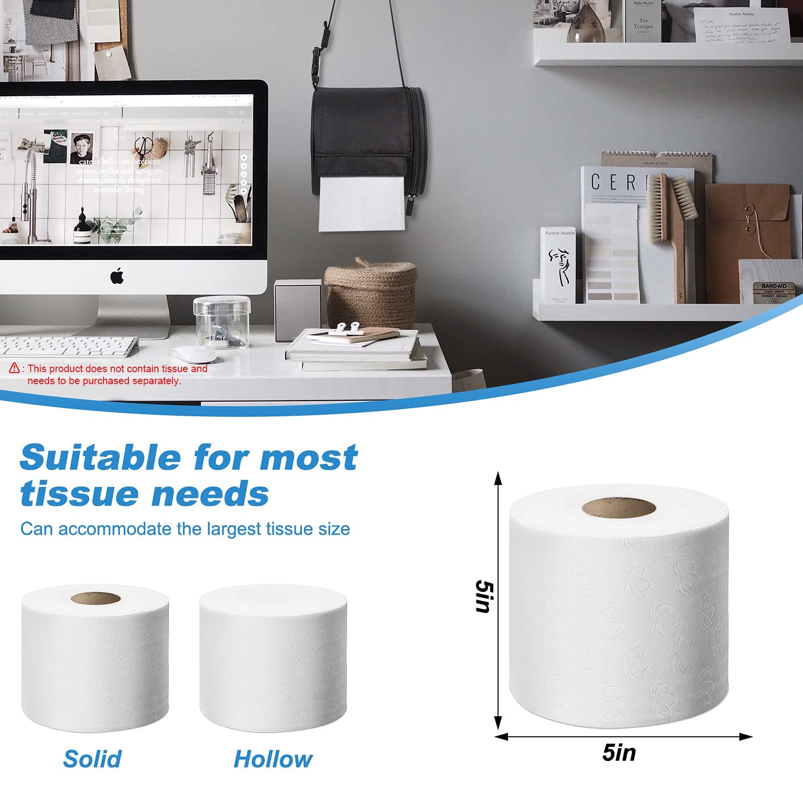**Waterproof Camping Toilet Paper Holder - Foldable & Adjustable Toilet Paper Dispenser for Bathroom, Car, RV, and Outdoor Adventures (Black) | Cat-Proof Design for Home & Travel Use**