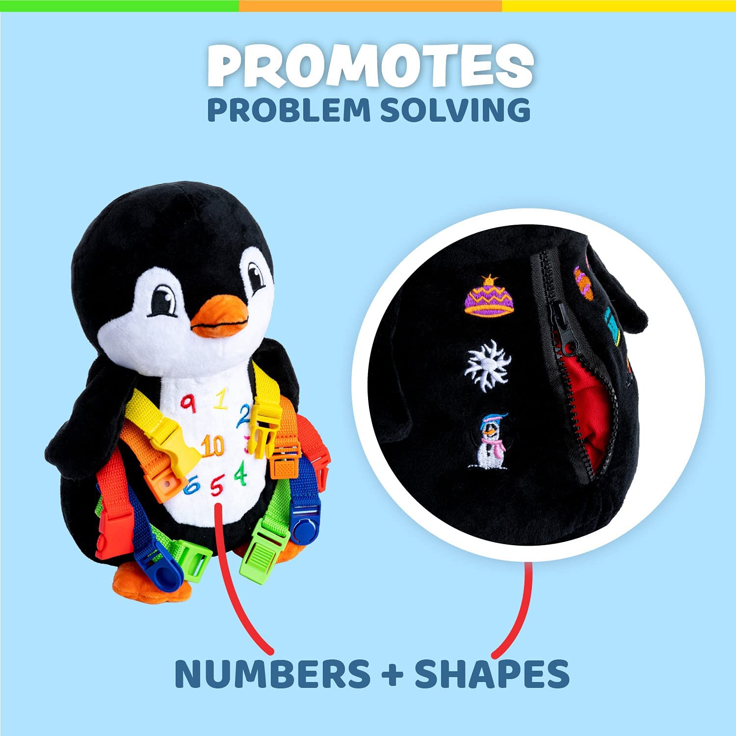 Buckle Toys - Blu Whale & Blizzard Penguin Ocean Buddies Bundle | Sensory Fidget Toys for Kids with Autism & ADHD | Perfect for Travel, Classroom & Stress Relief