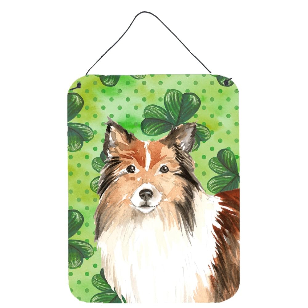 Caroline's Treasures CK1790DS1216 Shamrocks Sheltie Dog Wall Decor - 12x16 Inch Aluminum Metal Sign for Kitchen, Bar, Bathroom, Front Door - Colorful Irish Home & Pub Decor (Multicolor)