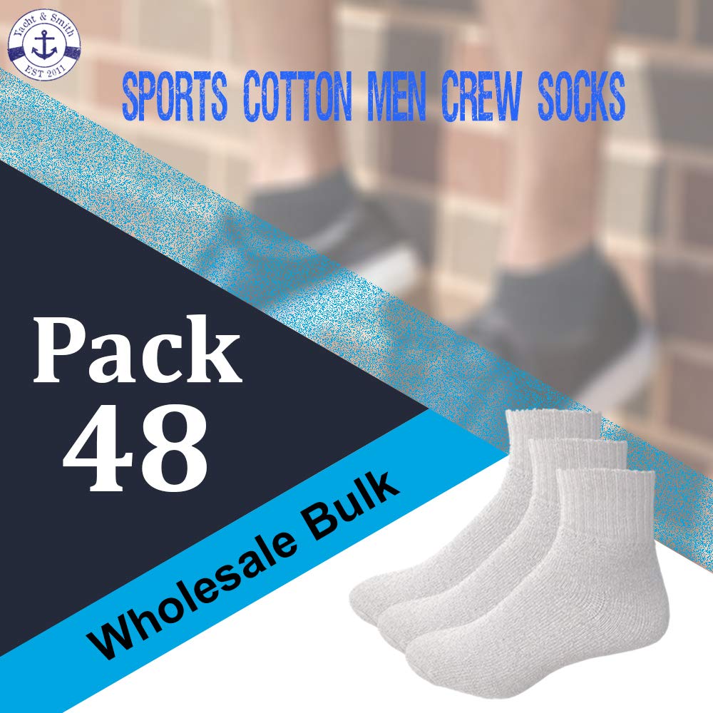 **Yacht & Smith Men's Cotton Athletic Socks Bulk Pack (Size 10-13) – Breathable Mid Ankle Sports Socks for Running, Gym & Casual Wear**