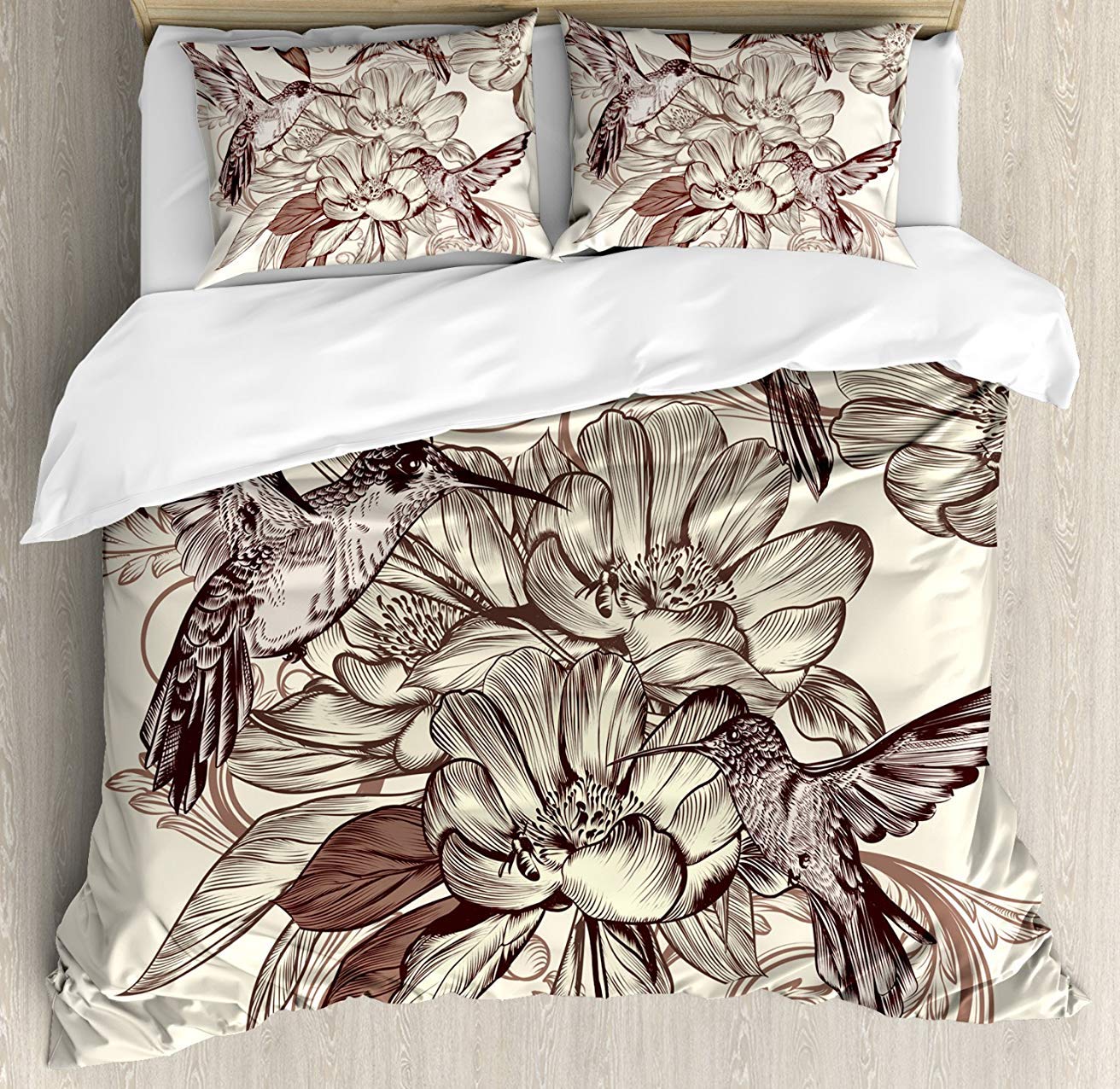 **King Size Hummingbird & Floral 3-Piece Bedding Set - Comforter, Duvet Cover & 2 Decorative Pillowcases - Soft & Stylish Bedspread for Kids, Teens & Adults - Perfect for Nursery, Bedroom & Guest Room Decor**