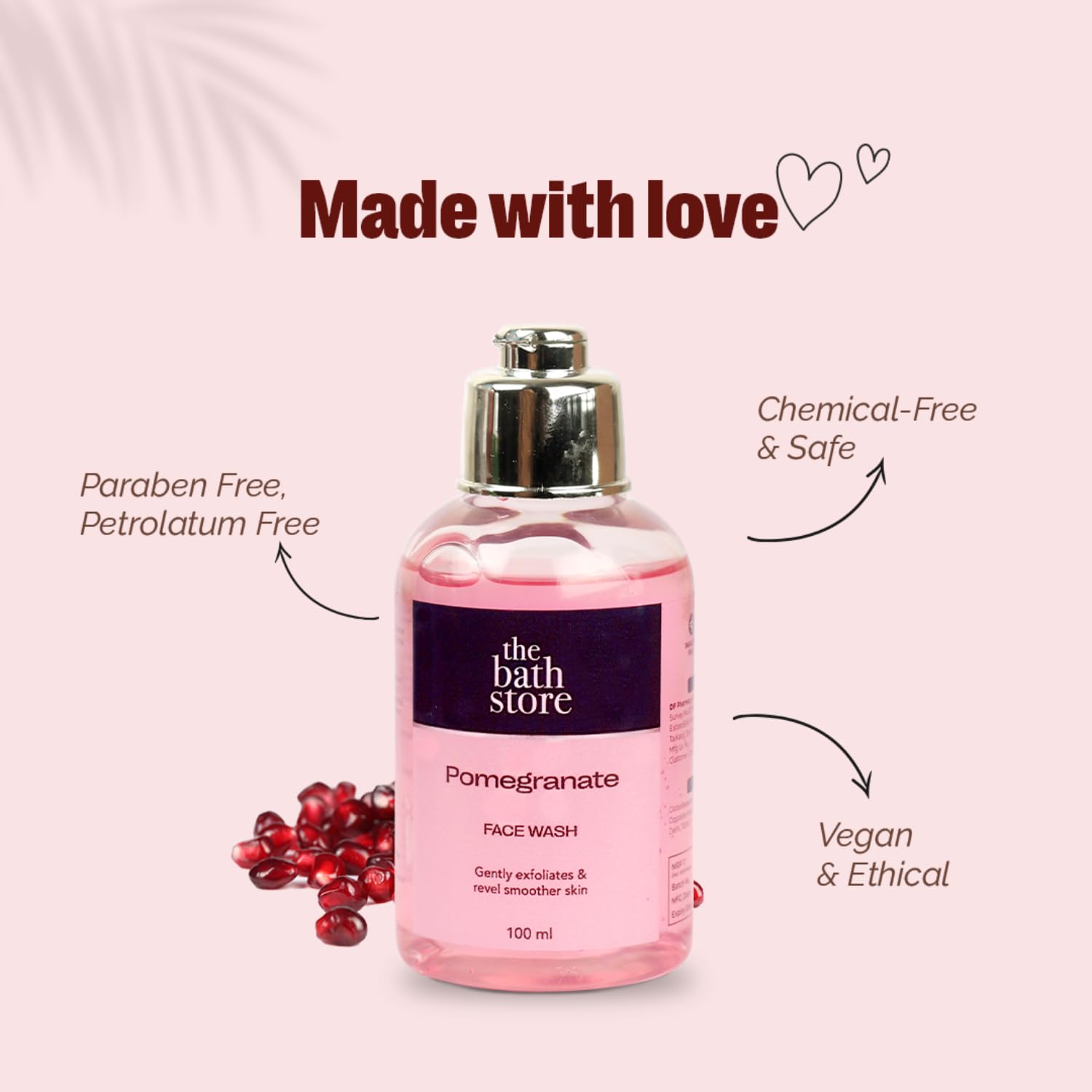 Pomegranate Face Wash for Women & Men - Hydrating & Oil Control Cleanser for Dry & Oily Skin | Brightening & Acne Treatment | Tan Removal & Glowing Skin Care | 100ml - Perfect for Daily Skincare Routine & Travel