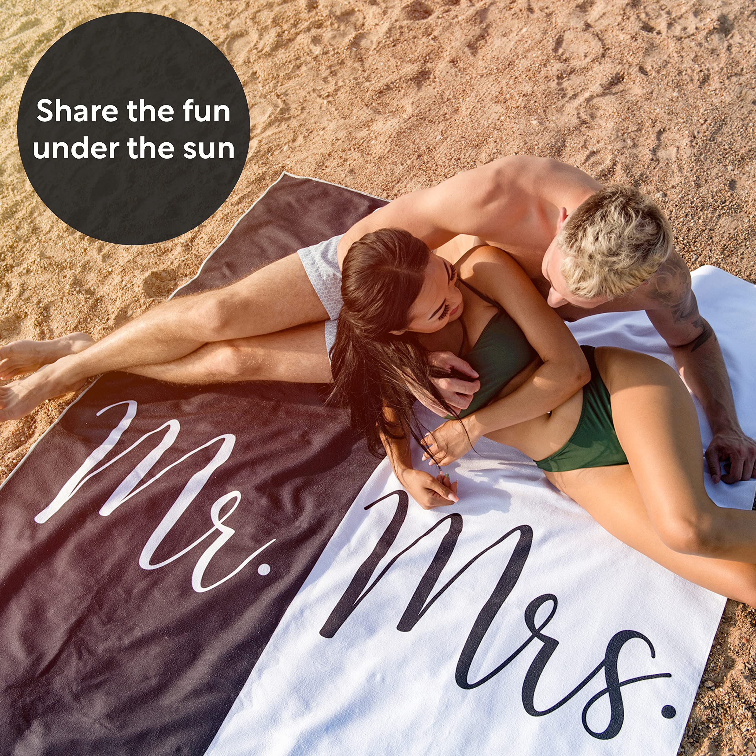 Just Married Beach Towel Set for Couples - Honeymoon & Wedding Gift - His & Her Towels 78