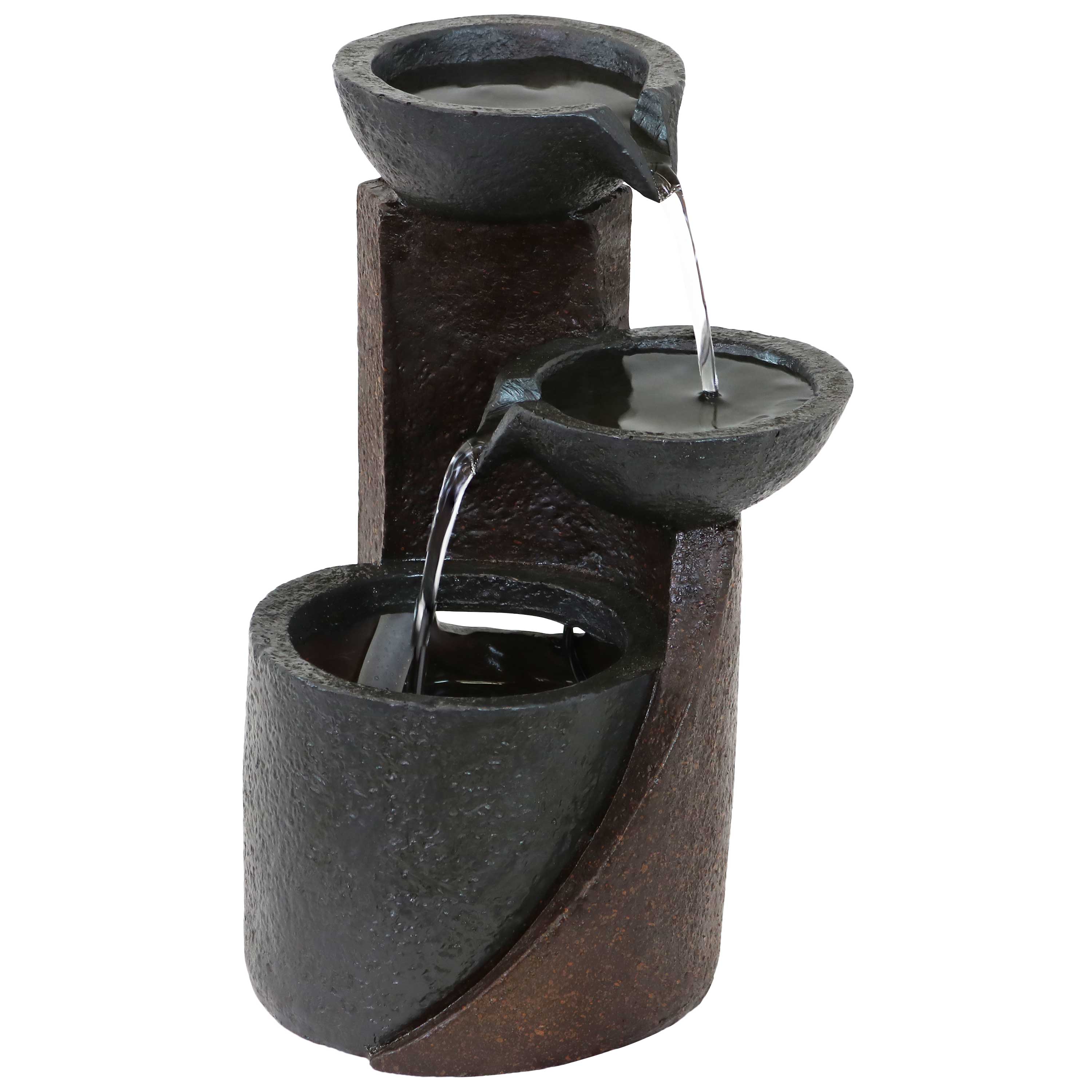 3-Tier Indoor Tabletop Water Fountain with Descending Bowls by Sunnydaze - Perfect for Home, Office, and Meditation Spaces
