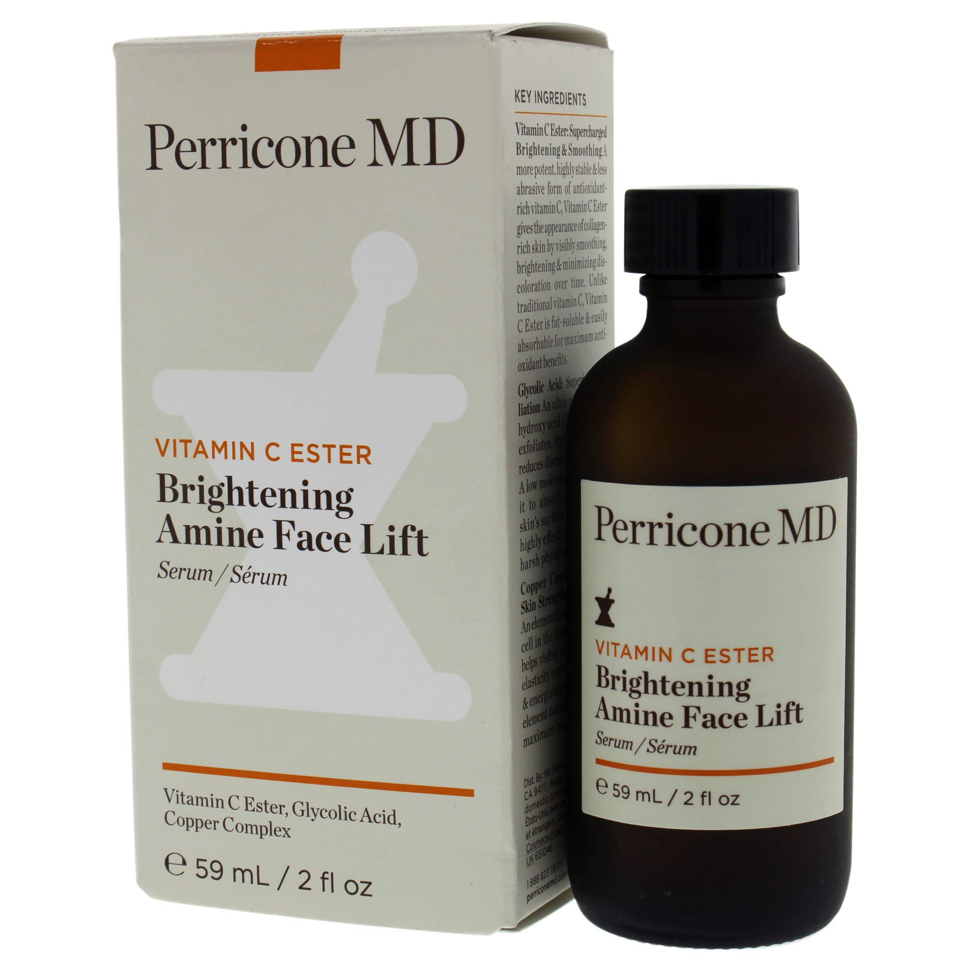Perricone MD Vitamin C Ester Brightening Amine Face Lift Serum - 2 Fl Oz (Pack of 1) for Glowing Skin & Anti-Aging - Perfect for Daily Skincare Routine & Nighttime Treatment